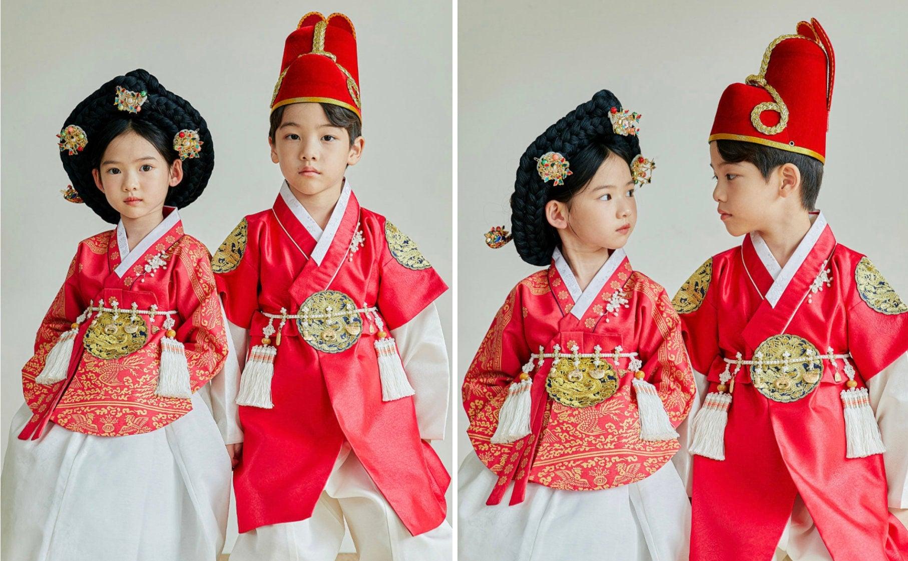 Hyungoon Red Gold Boy Hanbok (100D-10YR) - Native Korean