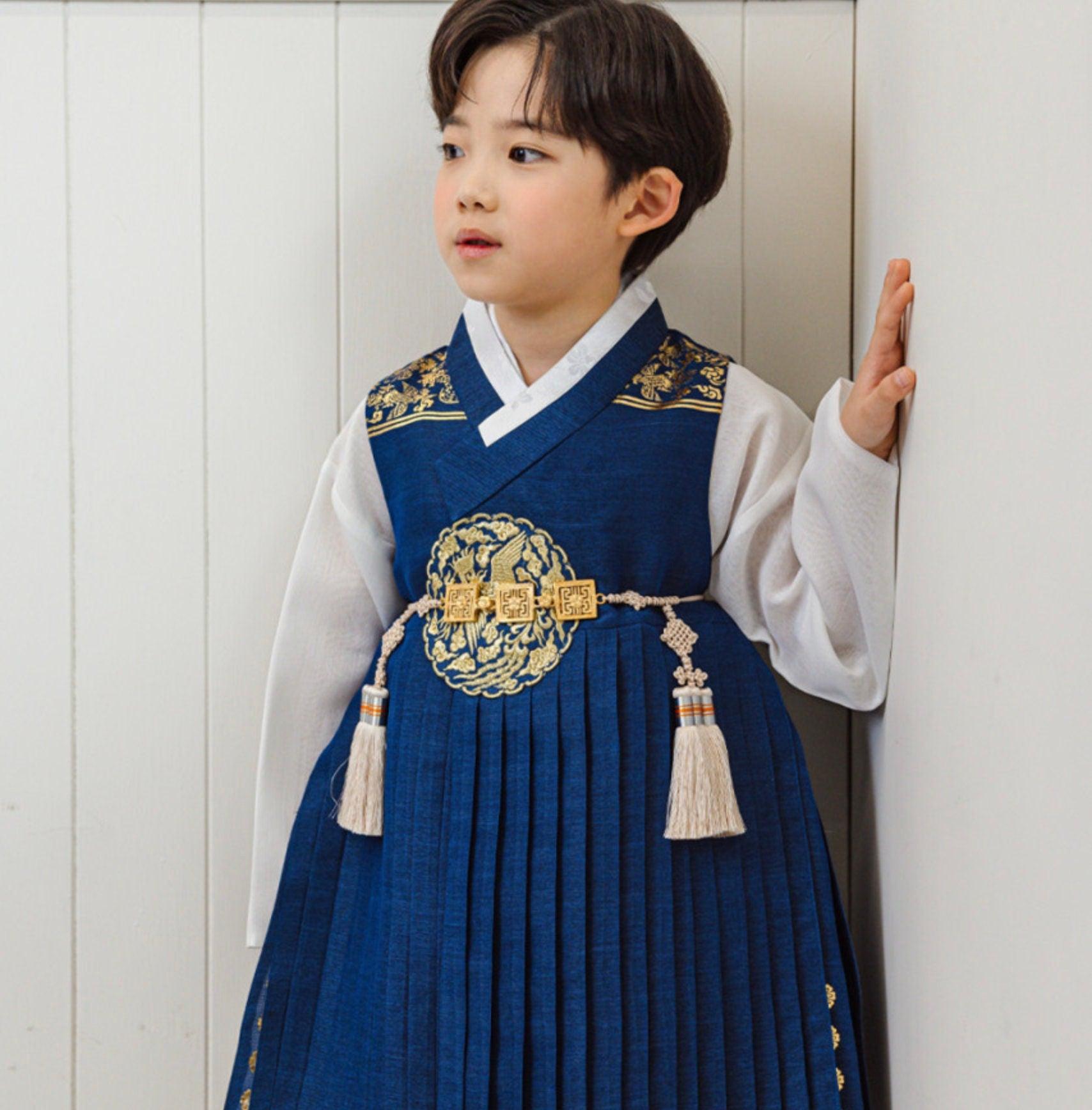 Hyungoon Vest Blue Boy Hanbok (1-9YR) - Native Korean