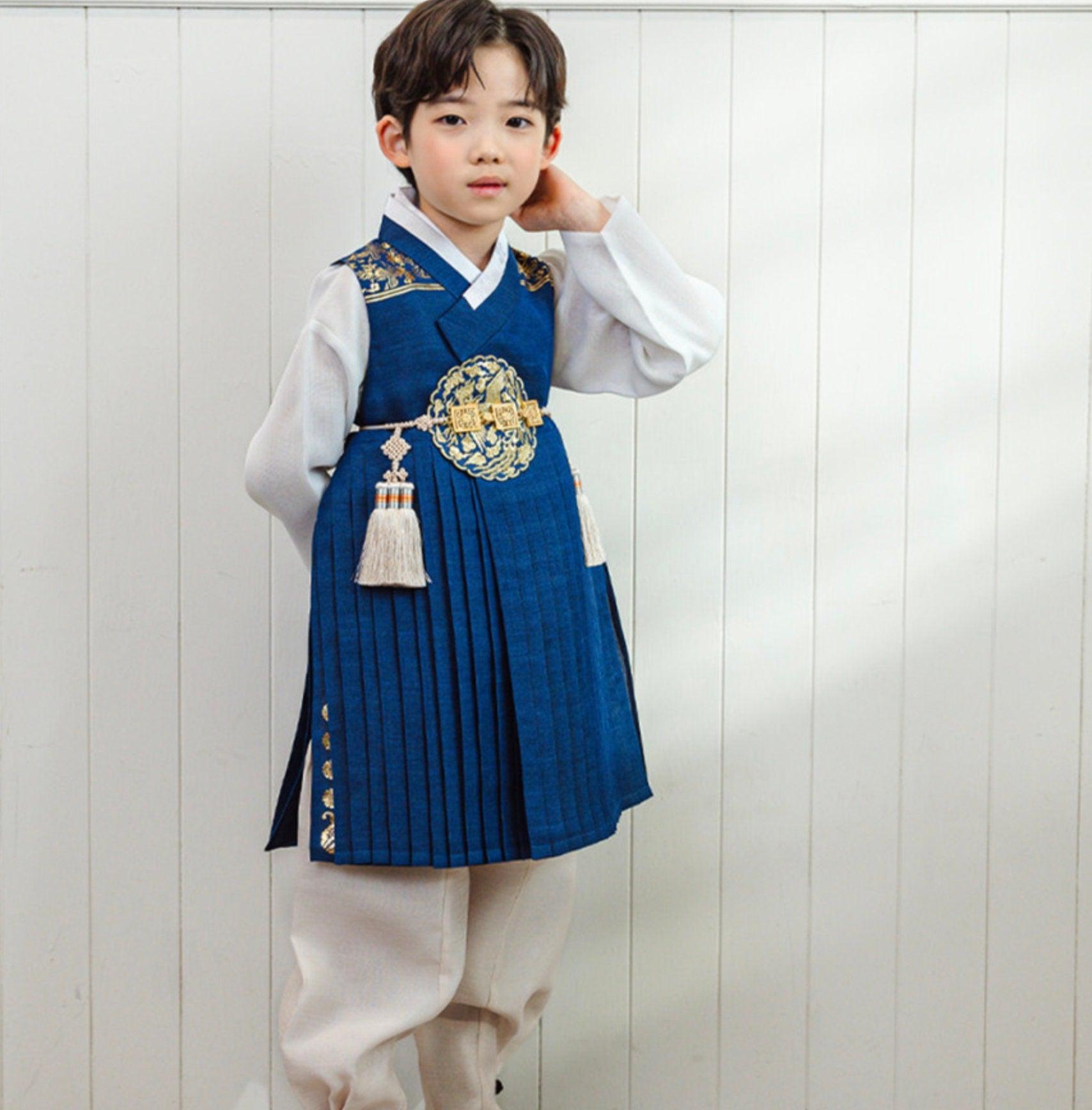 Hyungoon Vest Blue Boy Hanbok (1-9YR) - Native Korean