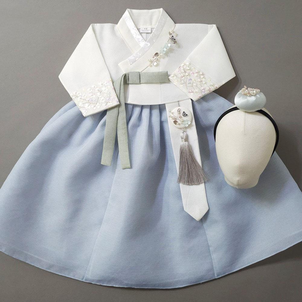 Hyunji Blue Skirt-8 Colors Jeogori Girl Hanbok (100D-10YR) - Native Korean