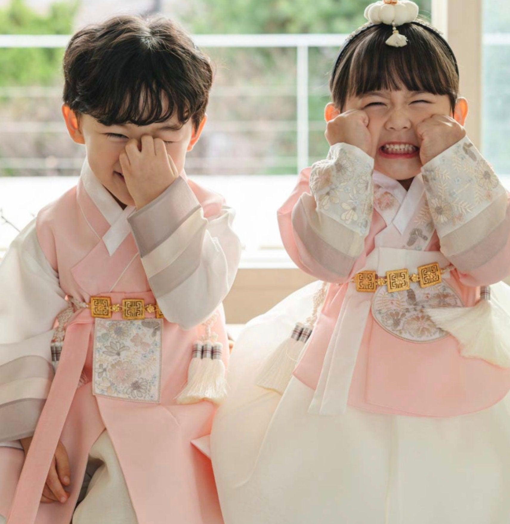 Hyunji Coral Dangui-Ivory Girl Hanbok (100D-15YR) - Native Korean