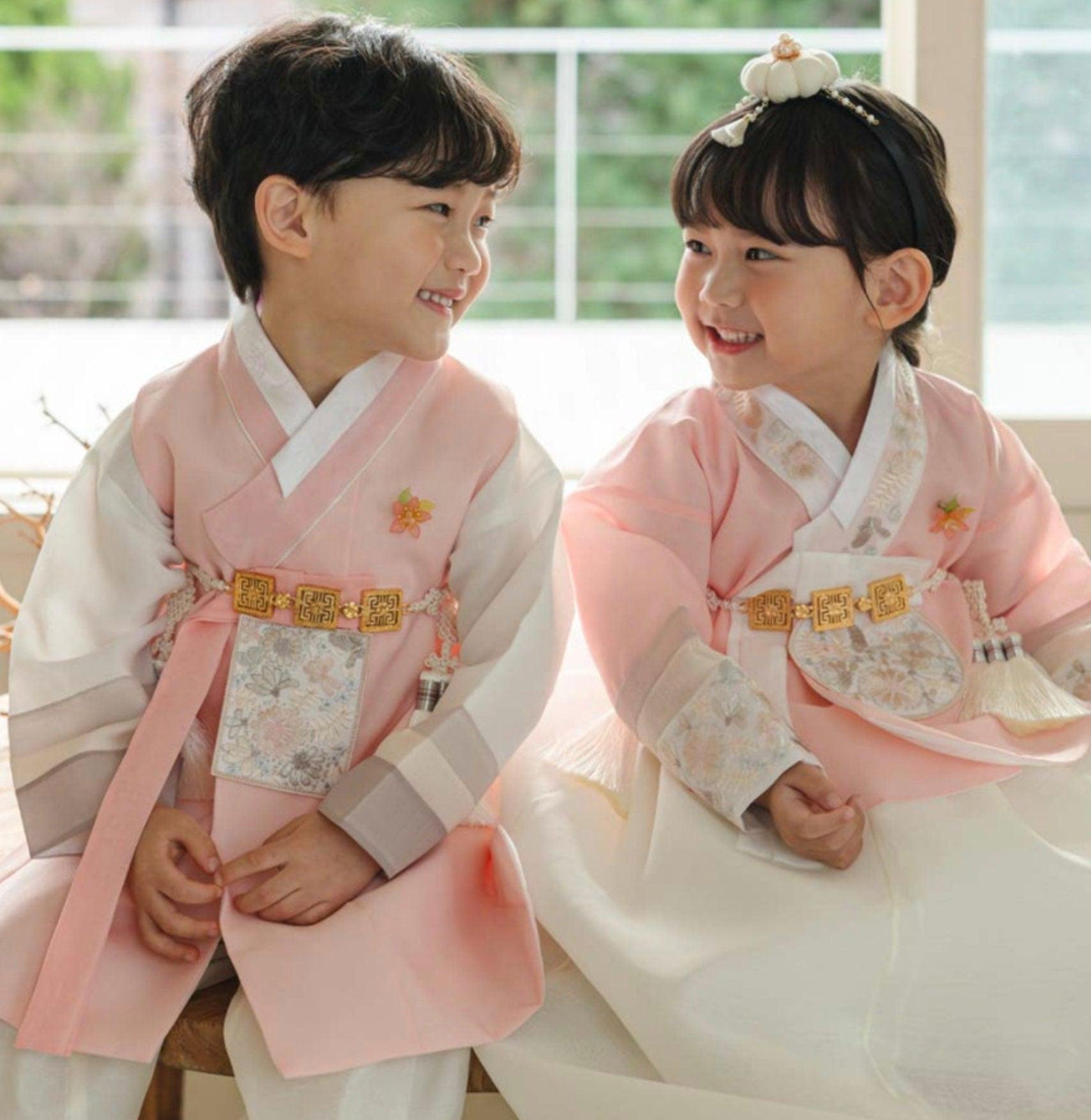 Hyunji Coral Dangui-Ivory Girl Hanbok (100D-15YR) - Native Korean