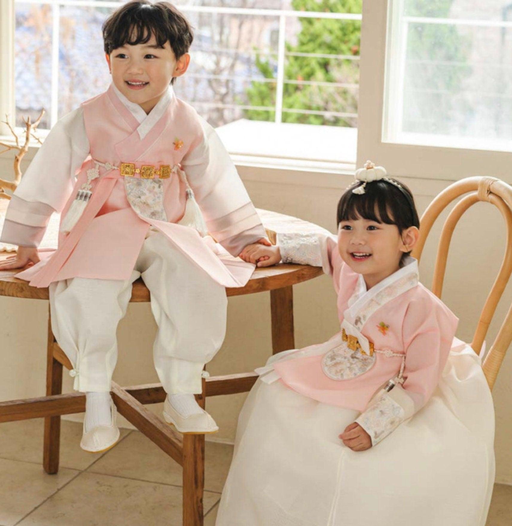 Hyunji Coral Dangui-Ivory Girl Hanbok (100D-15YR) - Native Korean