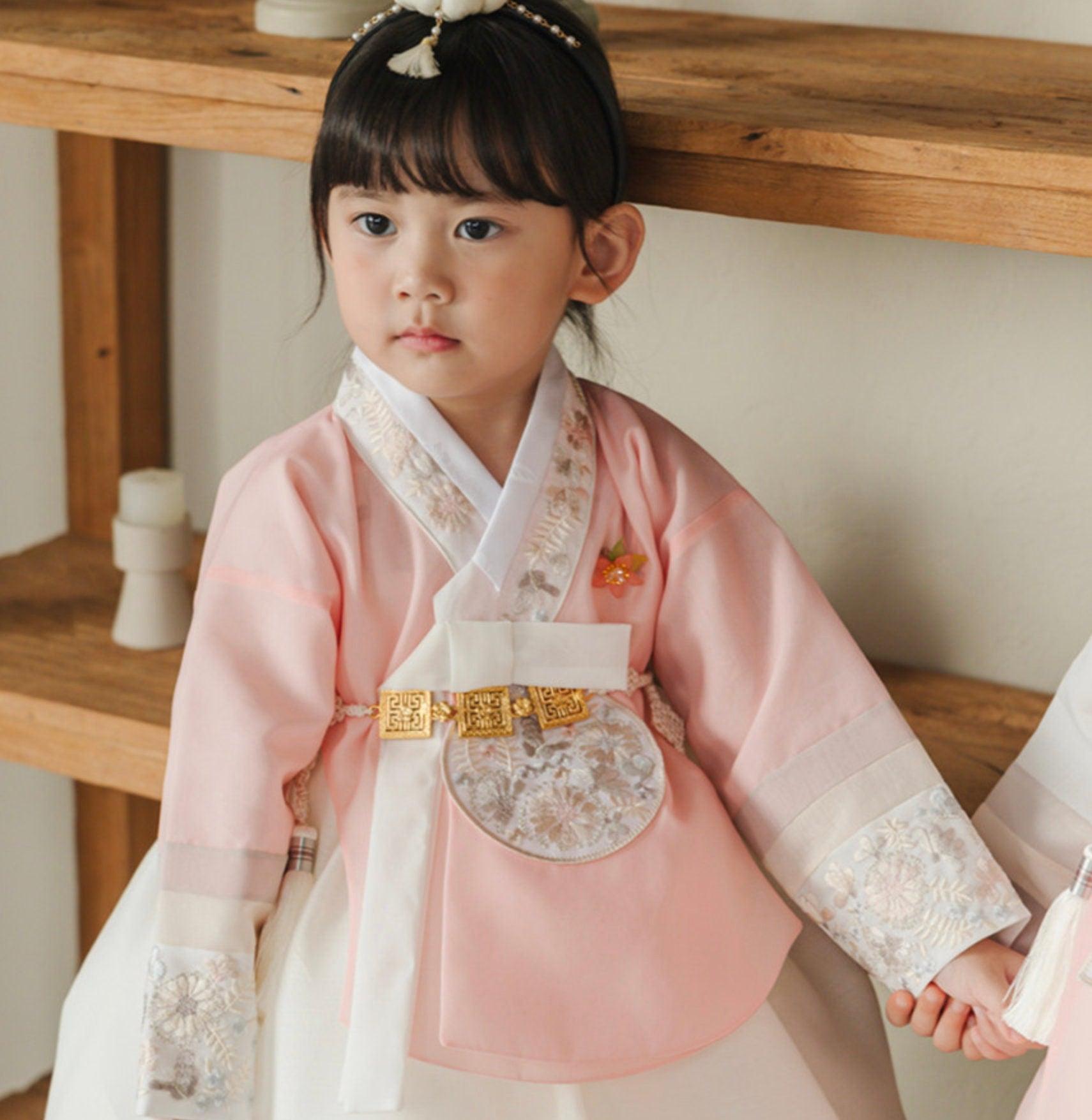 Hyunji Coral Dangui-Ivory Girl Hanbok (100D-15YR) - Native Korean