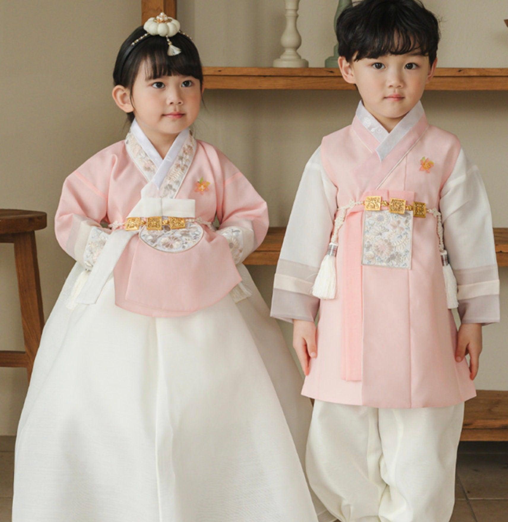 Hyunji Coral Dangui-Ivory Girl Hanbok (100D-15YR) - Native Korean