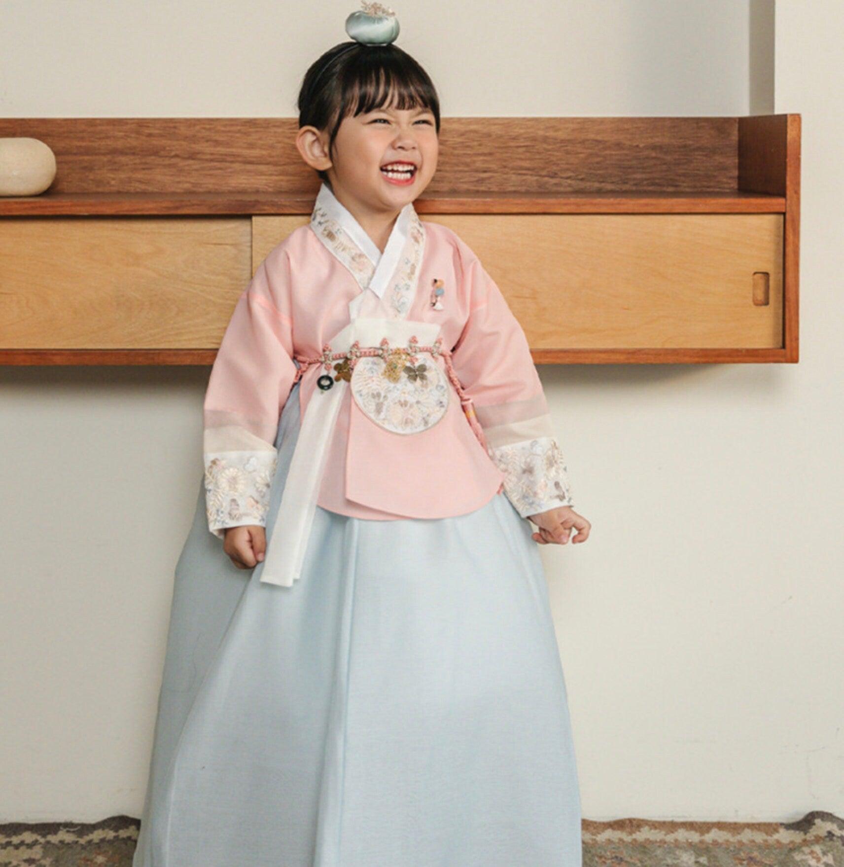 Hyunji Coral Dangui-Sky Girl Hanbok (100D-15YR) - Native Korean