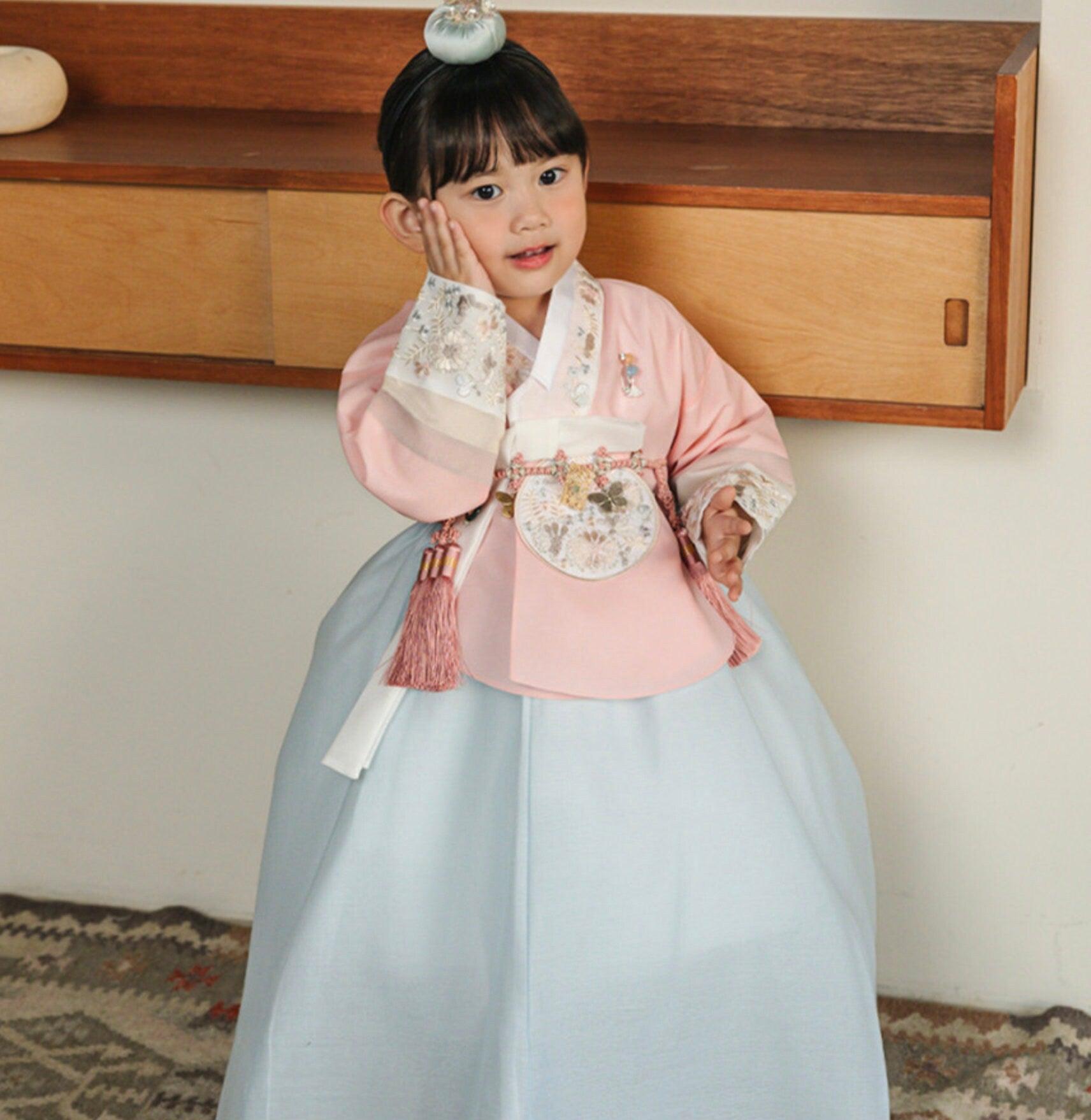 Hyunji Coral Dangui-Sky Girl Hanbok (100D-15YR) - Native Korean