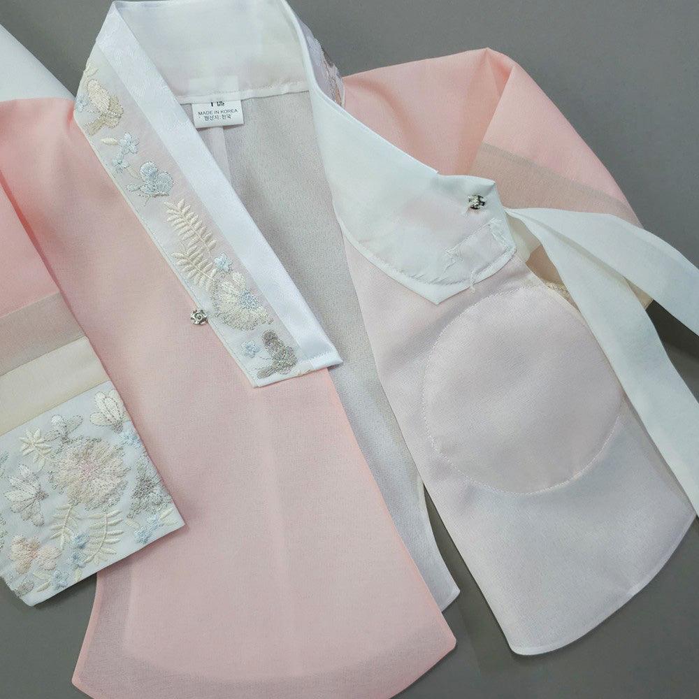 Hyunjoo Coral Layered Skirt Girl Hanbok (100D-15YR) - Native Korean
