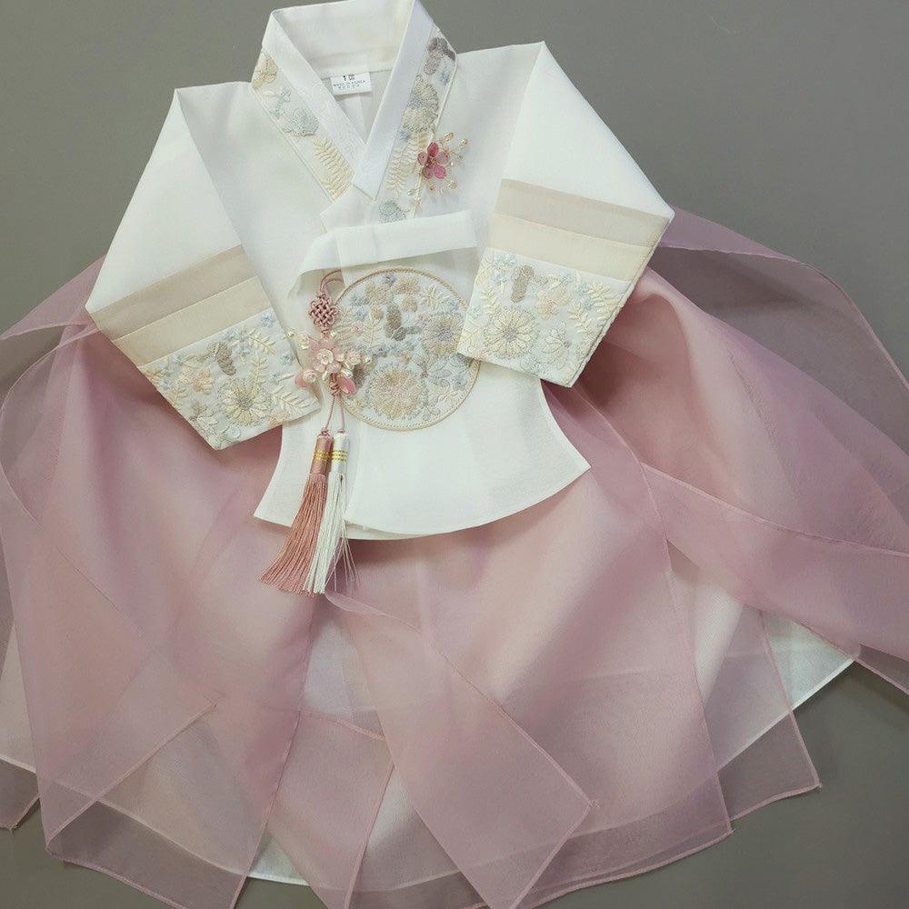 Hyunjoo Indie Pink Layered Skirt Girl Hanbok (100D-15YR) - Native Korean
