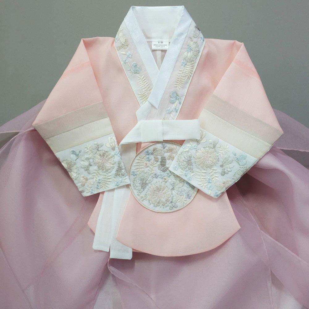 Hyunjoo Indie Pink Layered Skirt Girl Hanbok (100D-15YR) - Native Korean