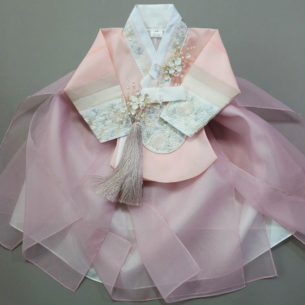 Hyunjoo Indie Pink Layered Skirt Girl Hanbok (100D-15YR) - Native Korean