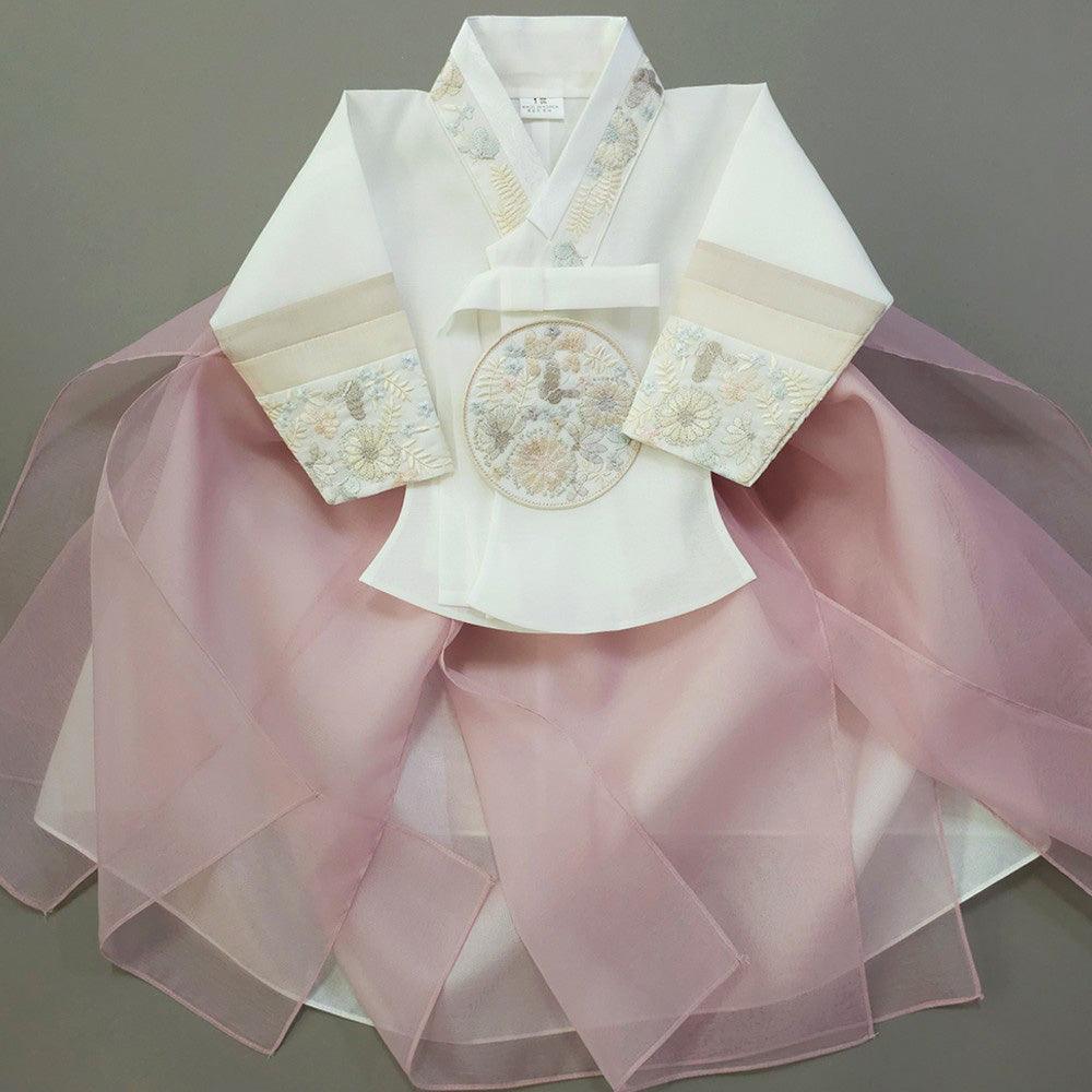 Hyunjoo Indie Pink Layered Skirt Girl Hanbok (100D-15YR) - Native Korean
