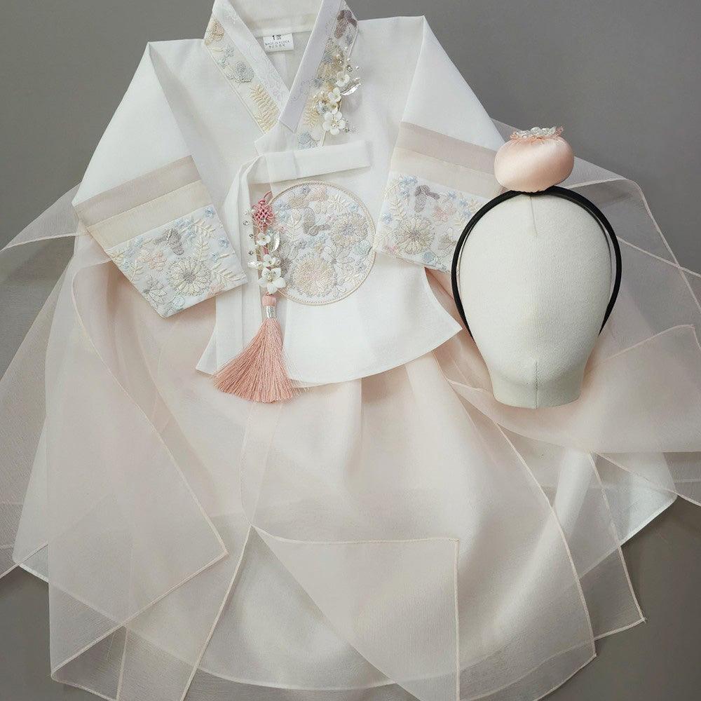 Hyunjoo Light Pink Layered Skirt Girl Hanbok (100D-15YR) - Native Korean