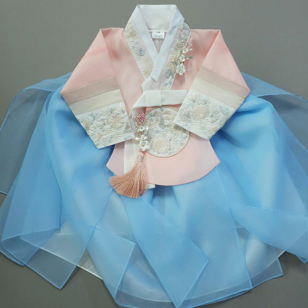 Hyunjoo Sky Layered Skirt Girl Hanbok (100D-15YR) - Native Korean