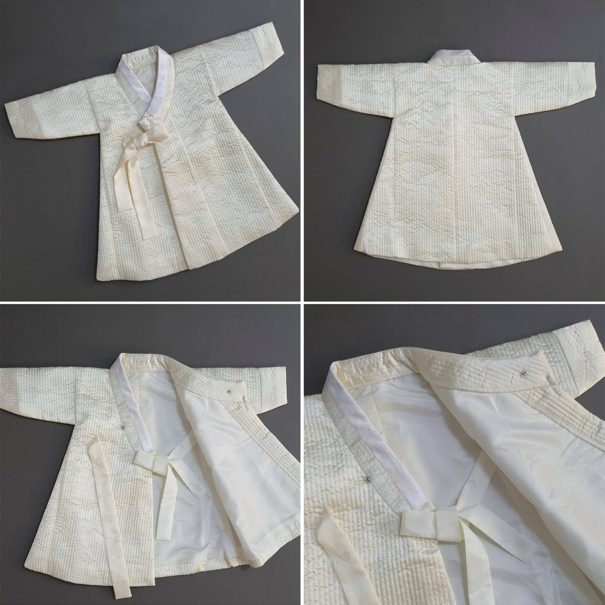 Ivory Quilted Outer W/muffler, 1~10y/oBoy, Hanbok Outer, Korean 1ST Birthday Party, Dol, Hanbok Set, Korean Costume - NativeKorean - Hanbok Outer
