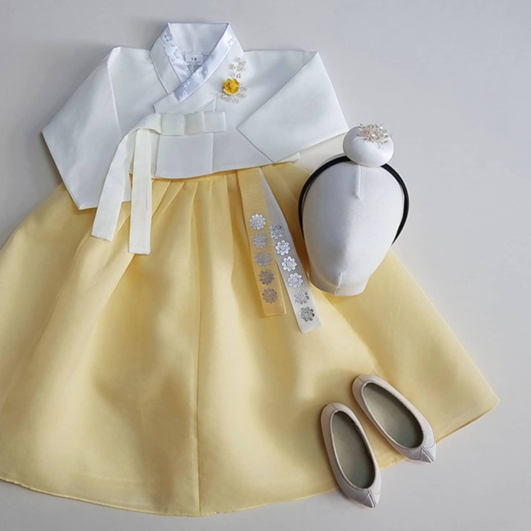 Solid Yellow Skirt Girl Hanbok (100D-10YR) - Native Korean