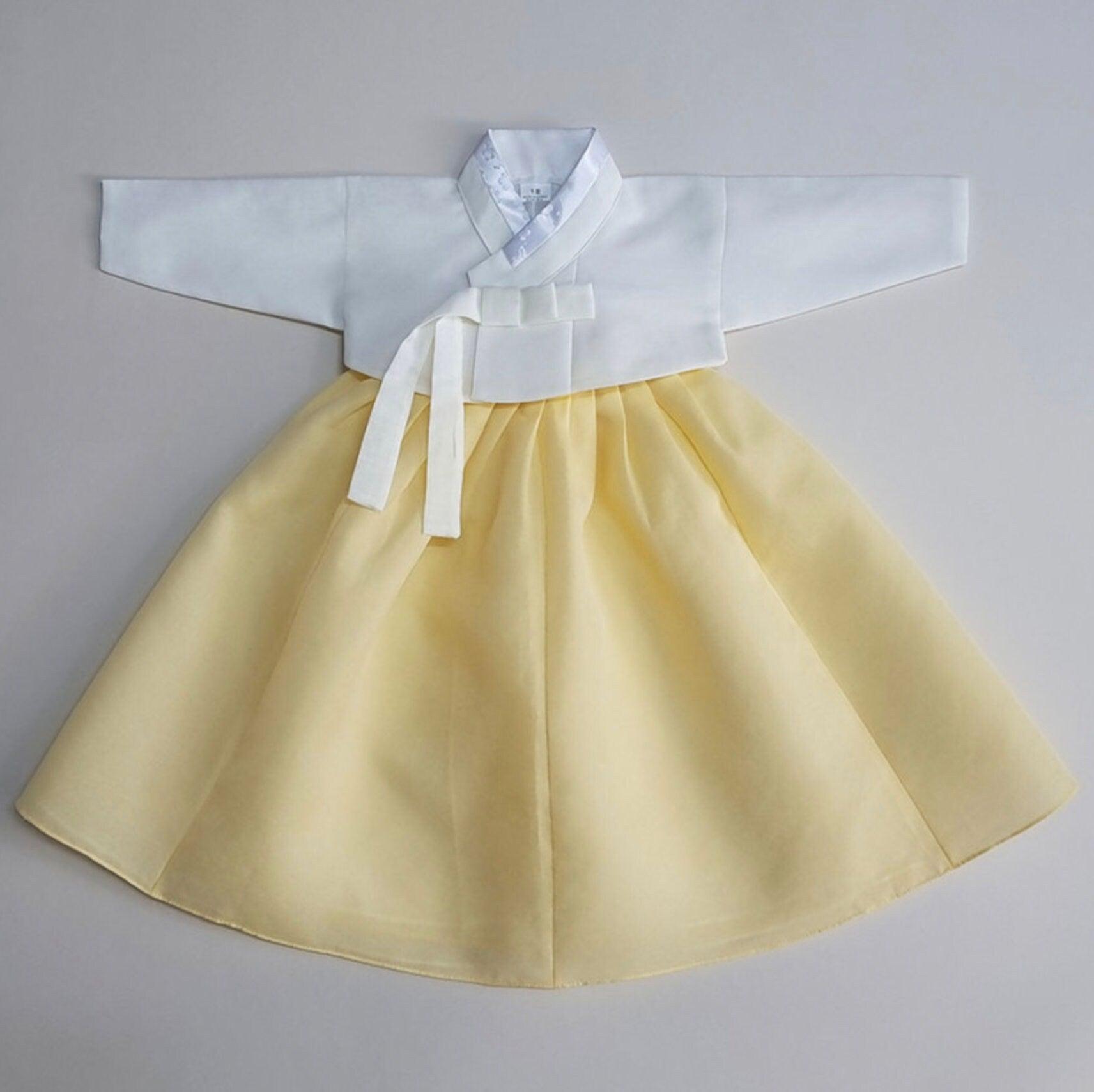 Solid Yellow Skirt Girl Hanbok (100D-10YR) - Native Korean