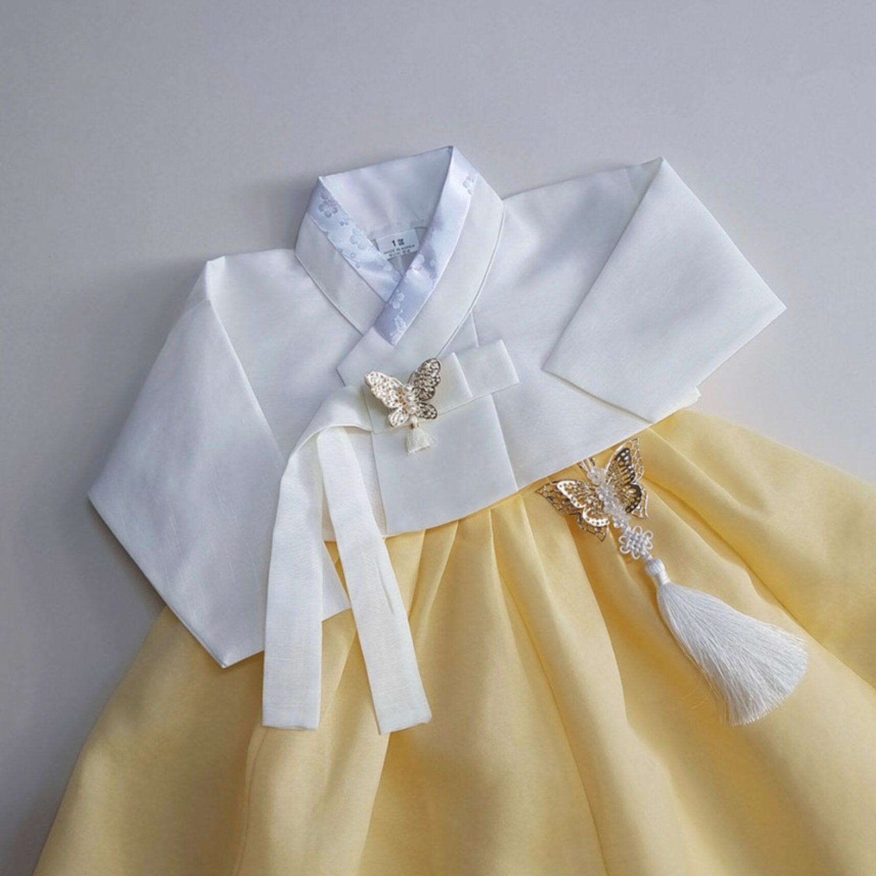 Solid Yellow Skirt Girl Hanbok (100D-10YR) - Native Korean