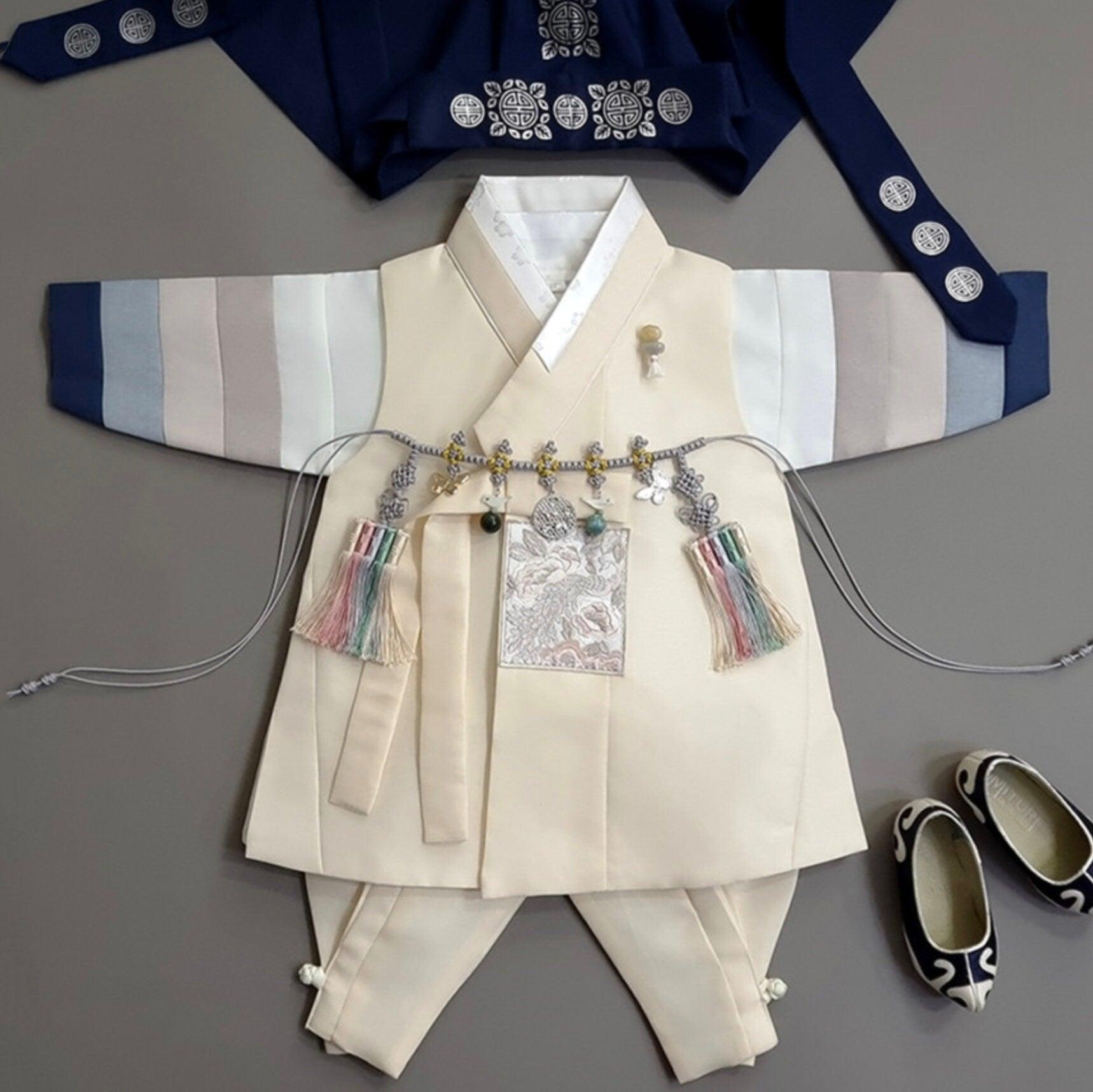 Jeongwoo Yellow Stripe Boy Hanbok (100D-15YR) - Native Korean