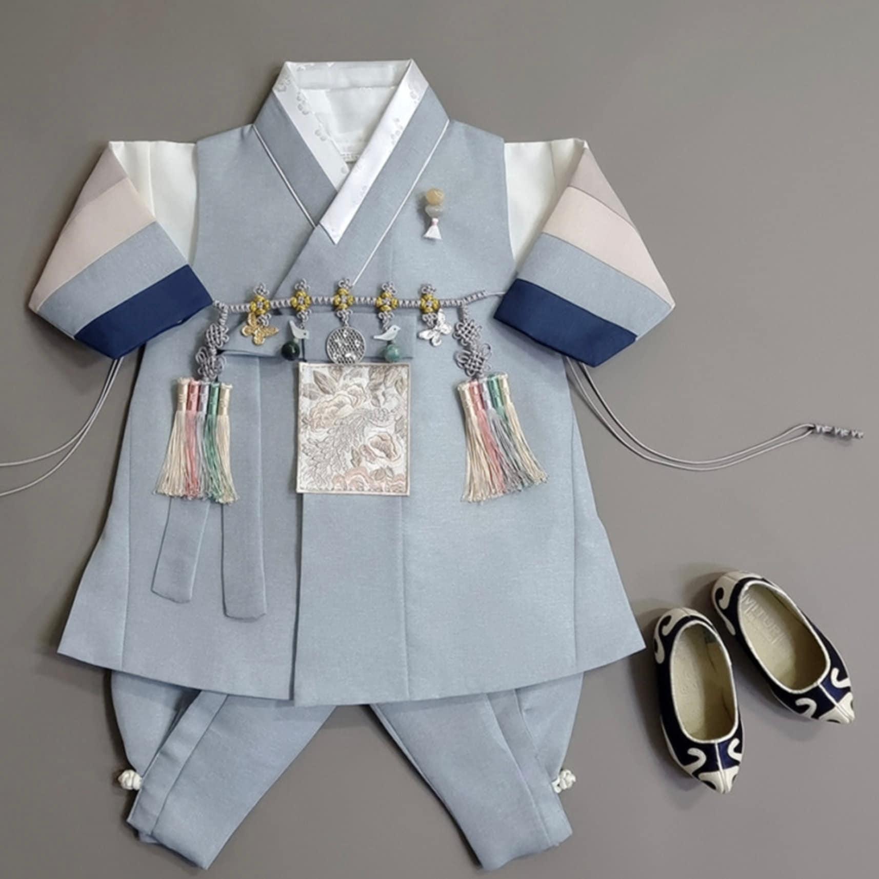 Jeongwoo D.Sky Stripe Boy Hanbok (100D-15YR) - Native Korean