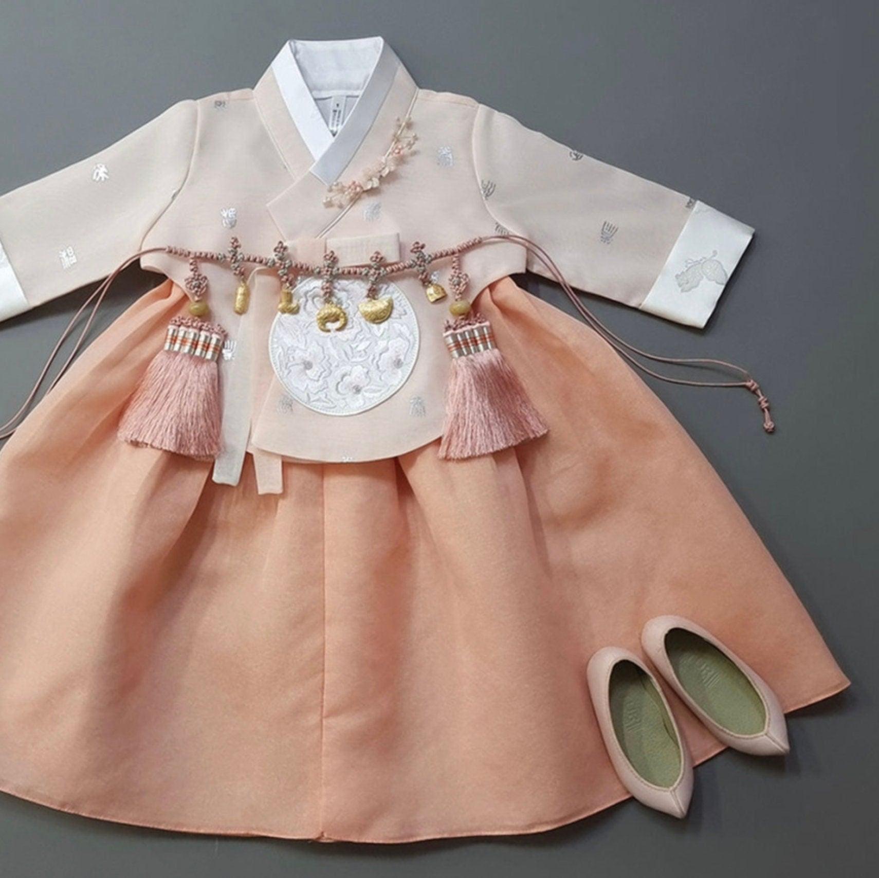 Yebon Peach Coral Girl Hanbok (100D-9YR) - Native Korean