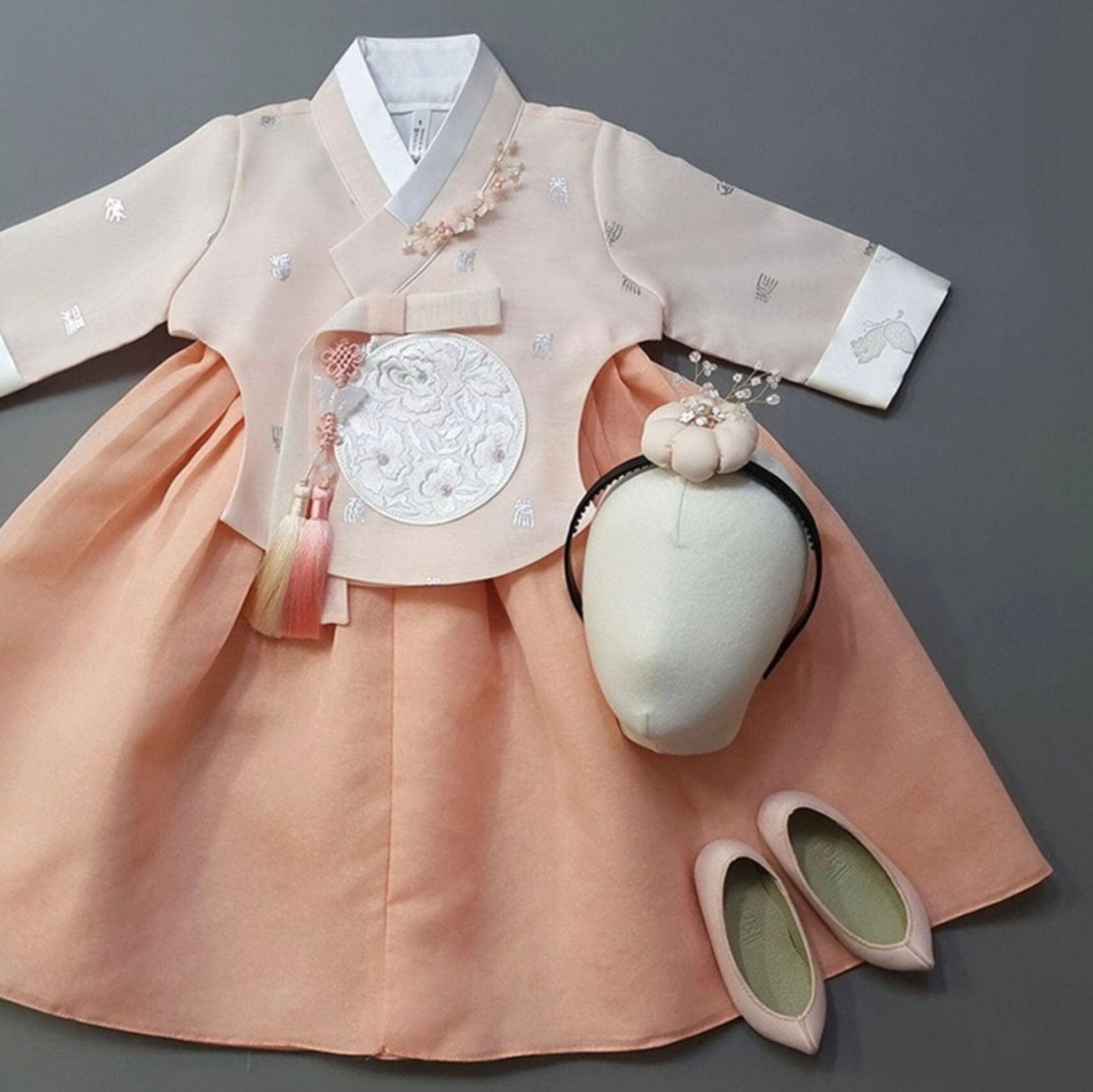 Yebon Peach Coral Girl Hanbok (100D-9YR) - Native Korean