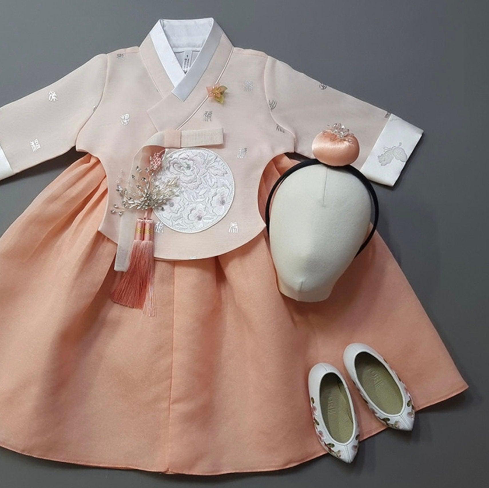 Yebon Peach Coral Girl Hanbok (100D-9YR) - Native Korean