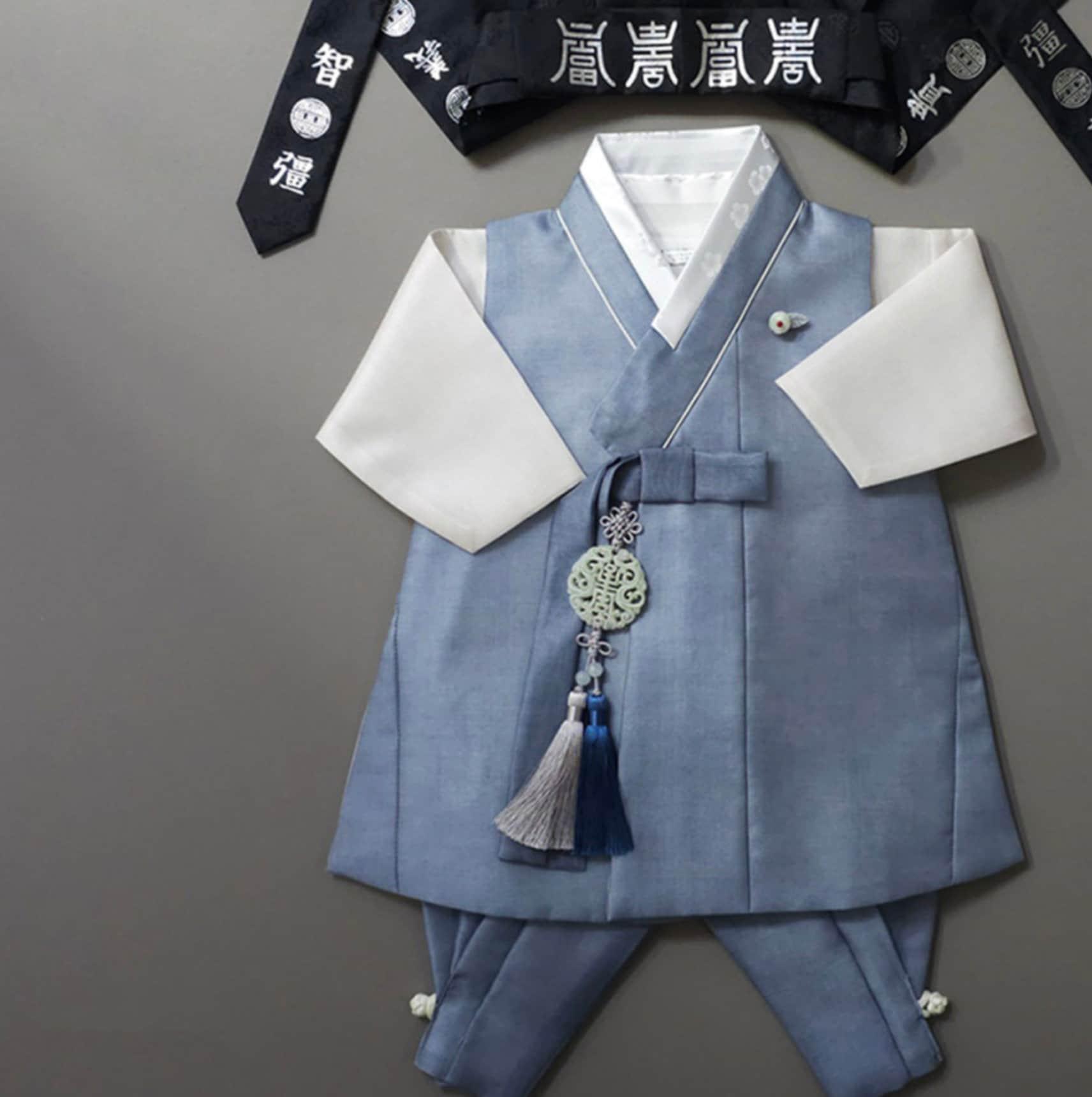 Jaehee Blue Boy Hanbok (100D-10YR) - Native Korean