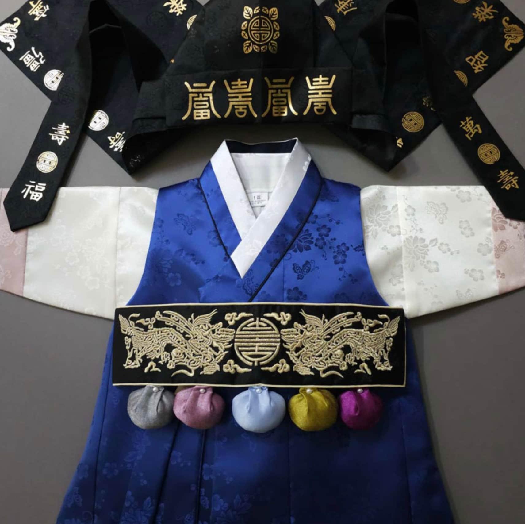 Minjae Blue Boy Hanbok (100D-10YR) - Native Korean