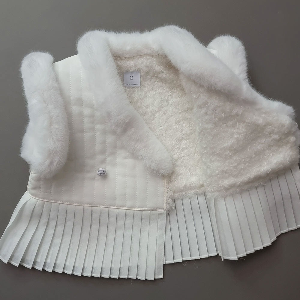 Ivory Pleated Fur Hanbok Vest