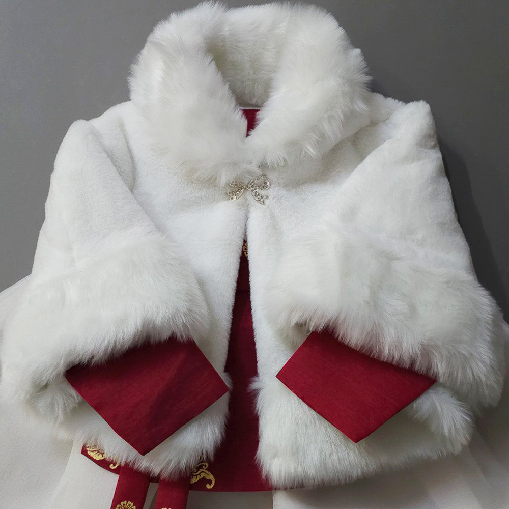 Ivory Faux Fur Hanbok Cape