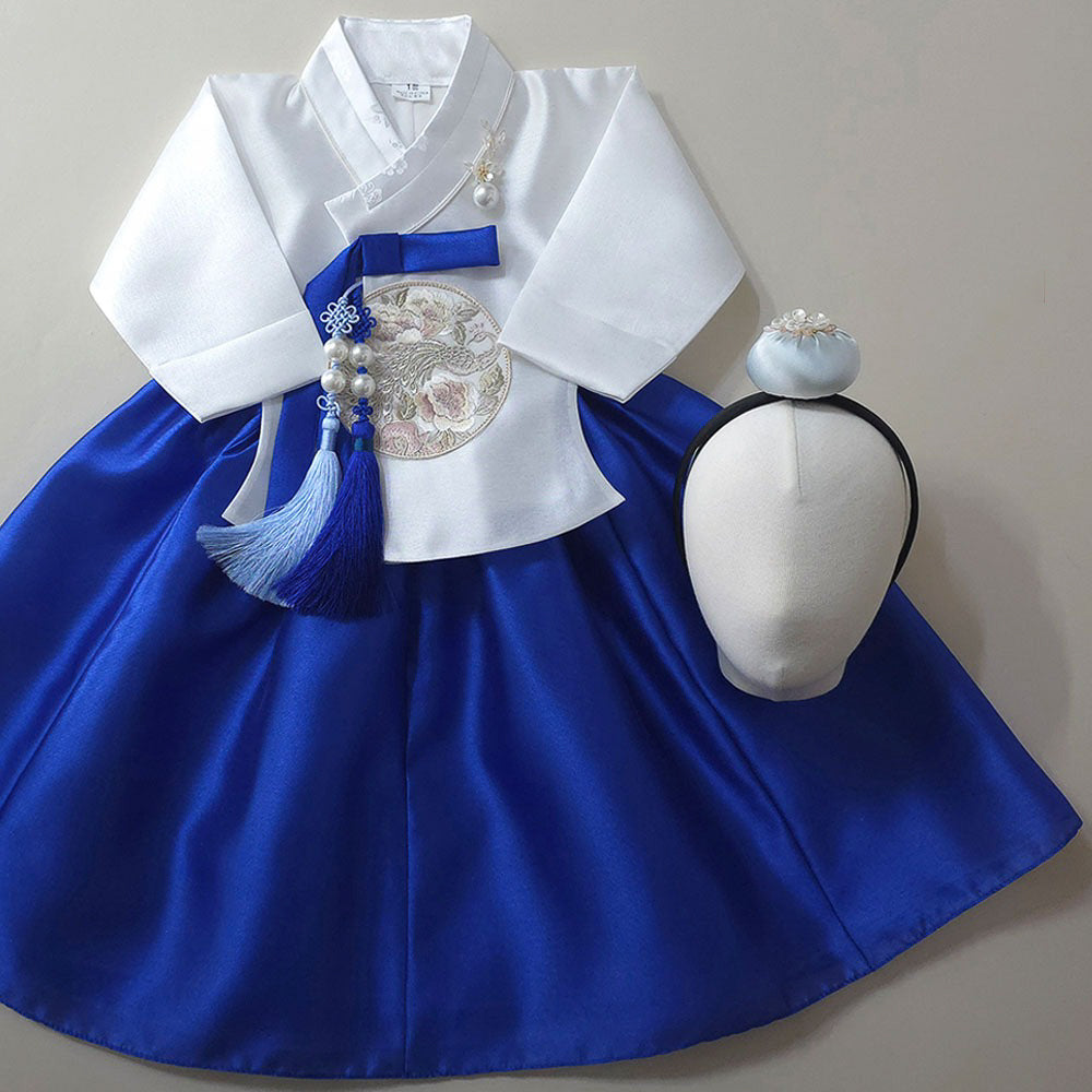 Yoonseo White Blue Girl Hanbok (100D-10YR)