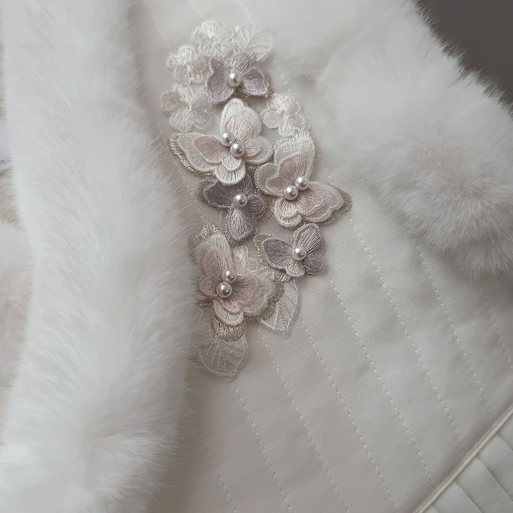Ivory Pleated Fur Hanbok Vest