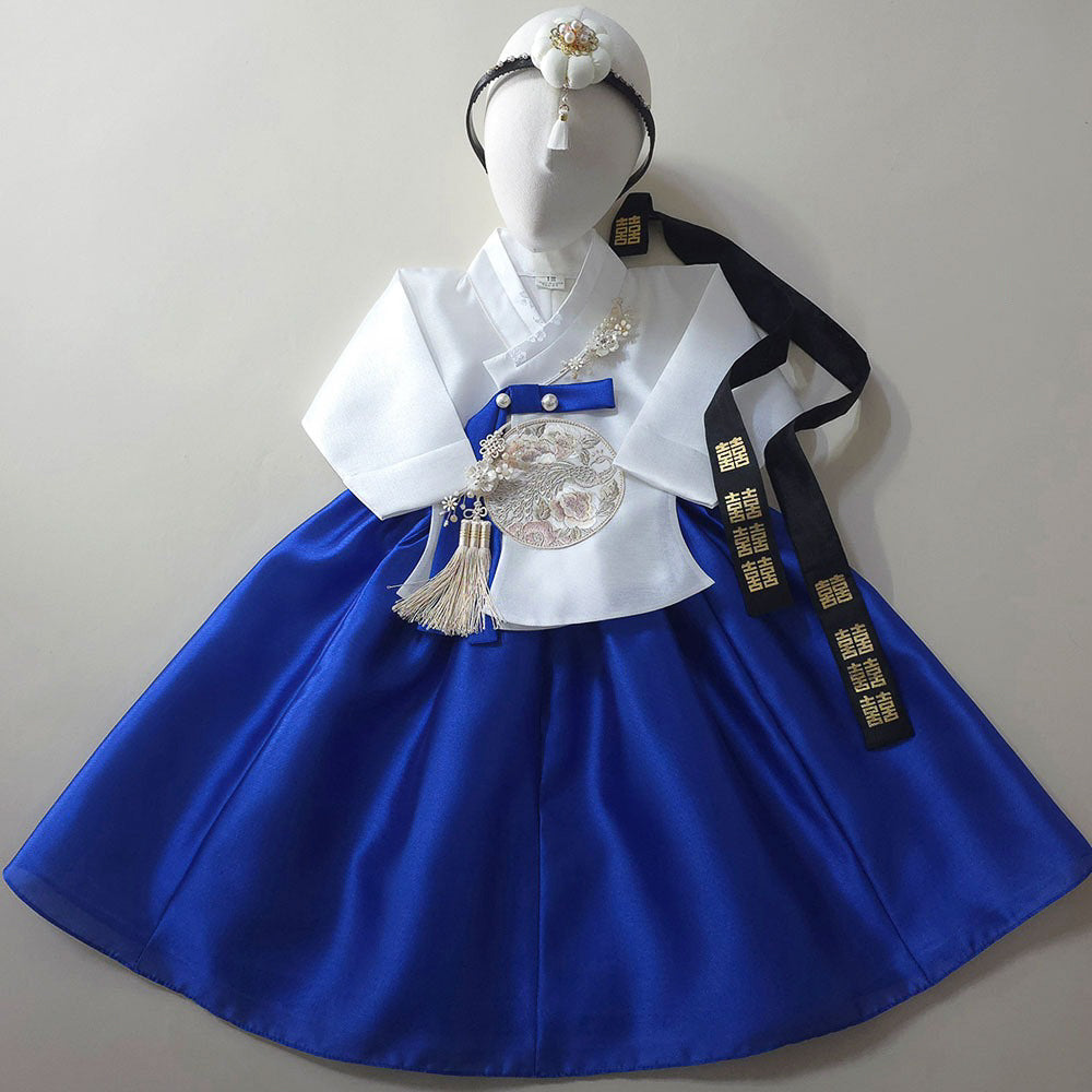 Yoonseo White Blue Girl Hanbok (100D-10YR)