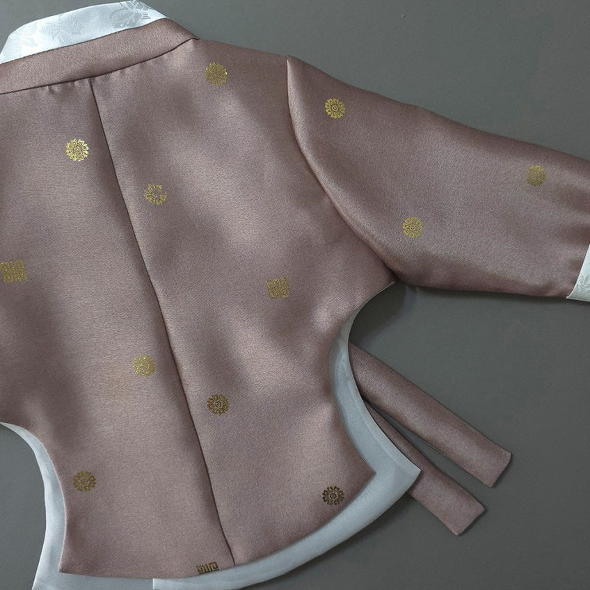 Won Brown White Dress Hanbok (1-8YR)