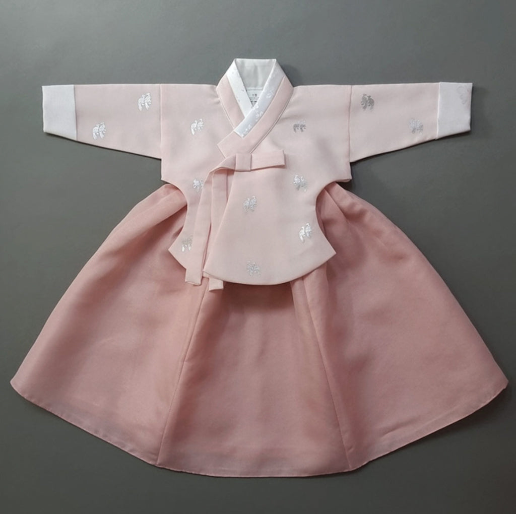 [Size 1, 6, 11, 12] Iseo Pink Coral Girl Hanbok