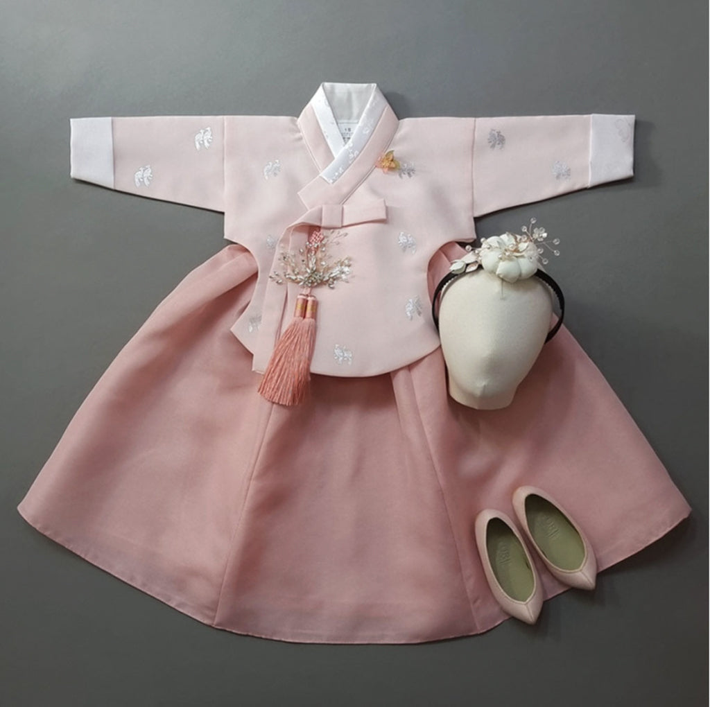 [Size 1, 6, 11, 12] Iseo Pink Coral Girl Hanbok
