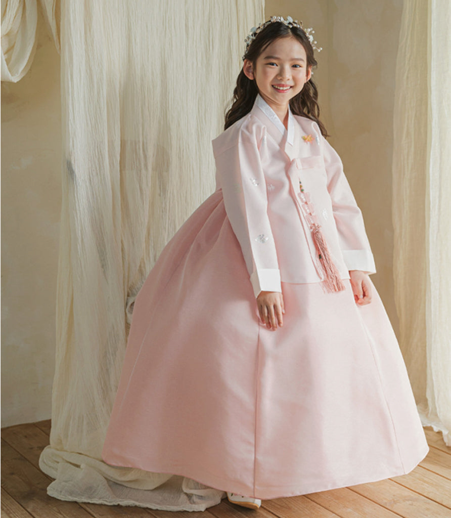 [Size 1, 6, 11, 12] Iseo Pink Coral Girl Hanbok