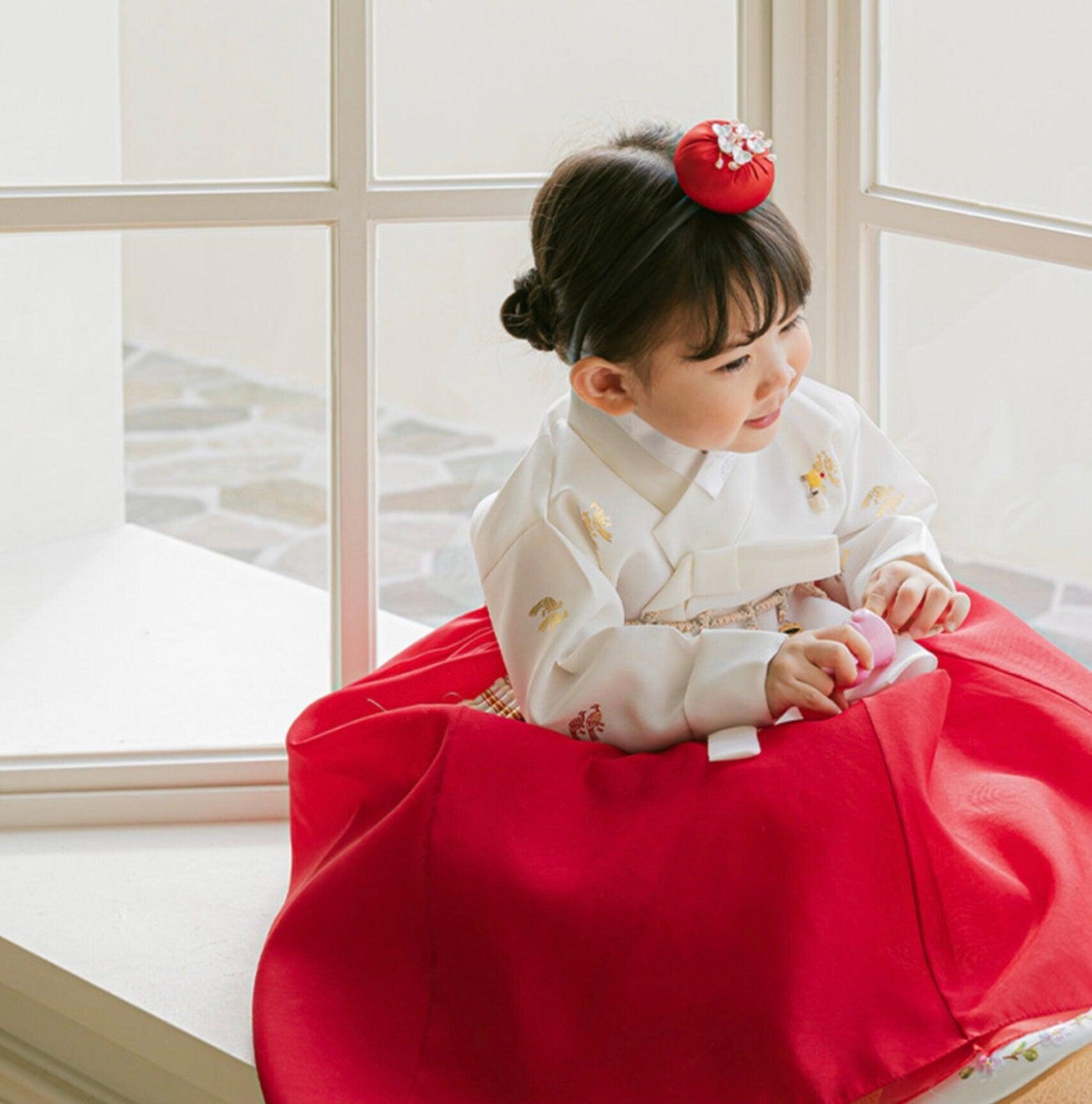 Iseo Red Girl Hanbok (100D-15YR) - Native Korean