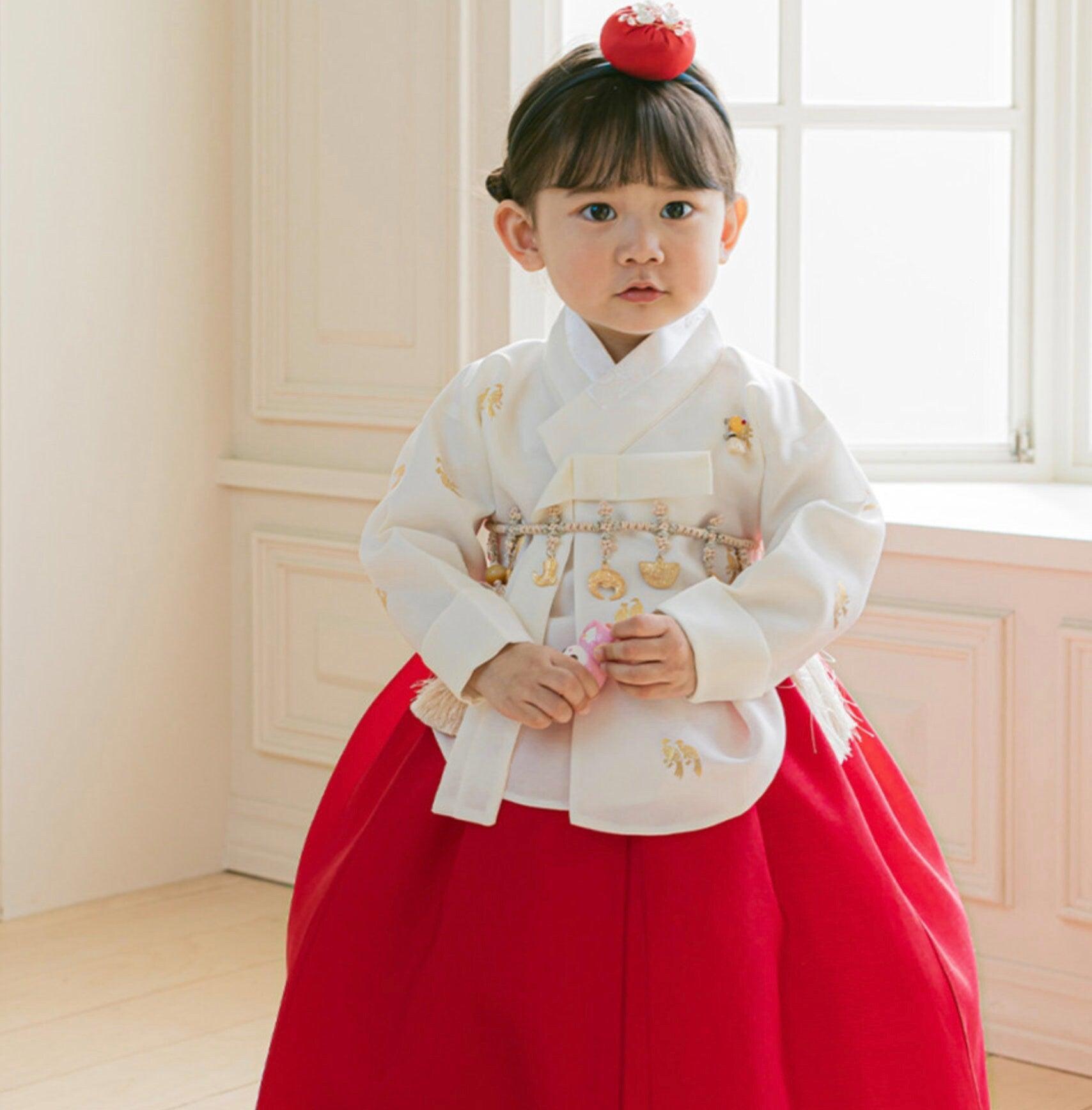 Iseo Red Girl Hanbok (100D-15YR) - Native Korean