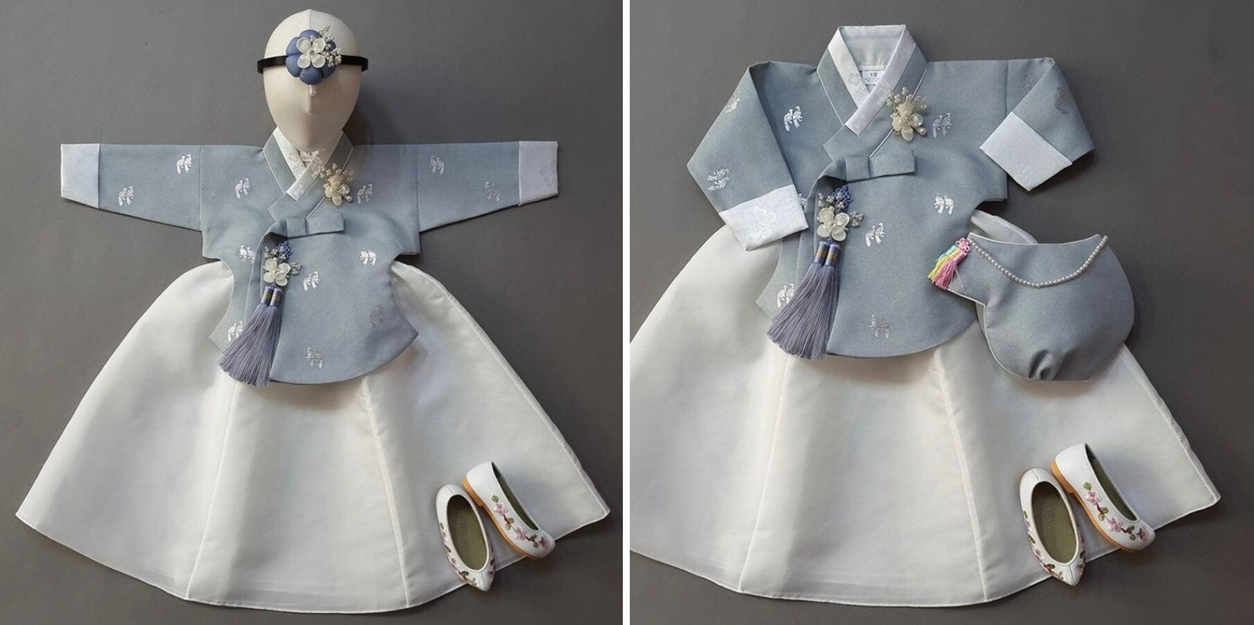 Iseo White Girl Hanbok (100D-15YR) - Native Korean