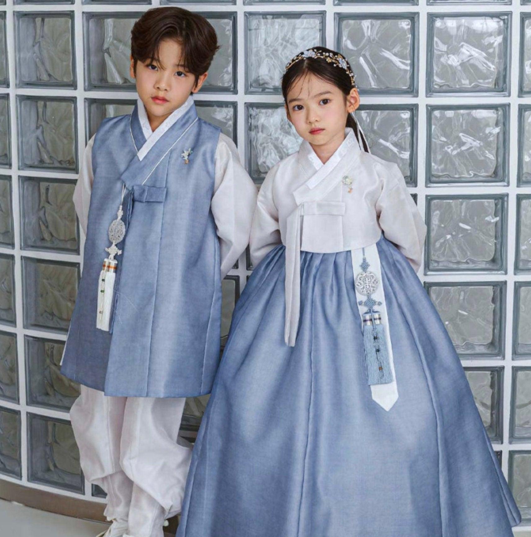 Jaehee Blue L.Beige Boy Hanbok (100D-10YR) - Native Korean