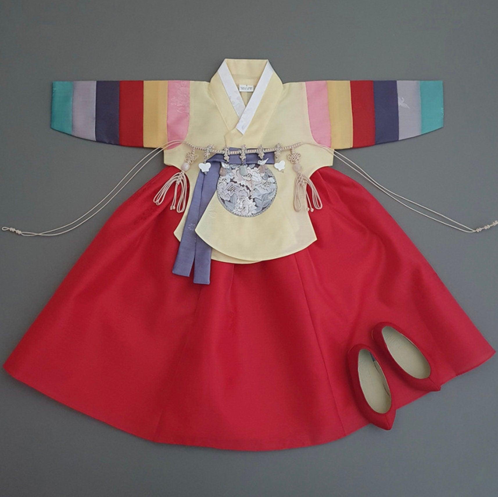 Jeongdam Yellow Dangui Red Girl Hanbok (100D-10YR) - Native Korean