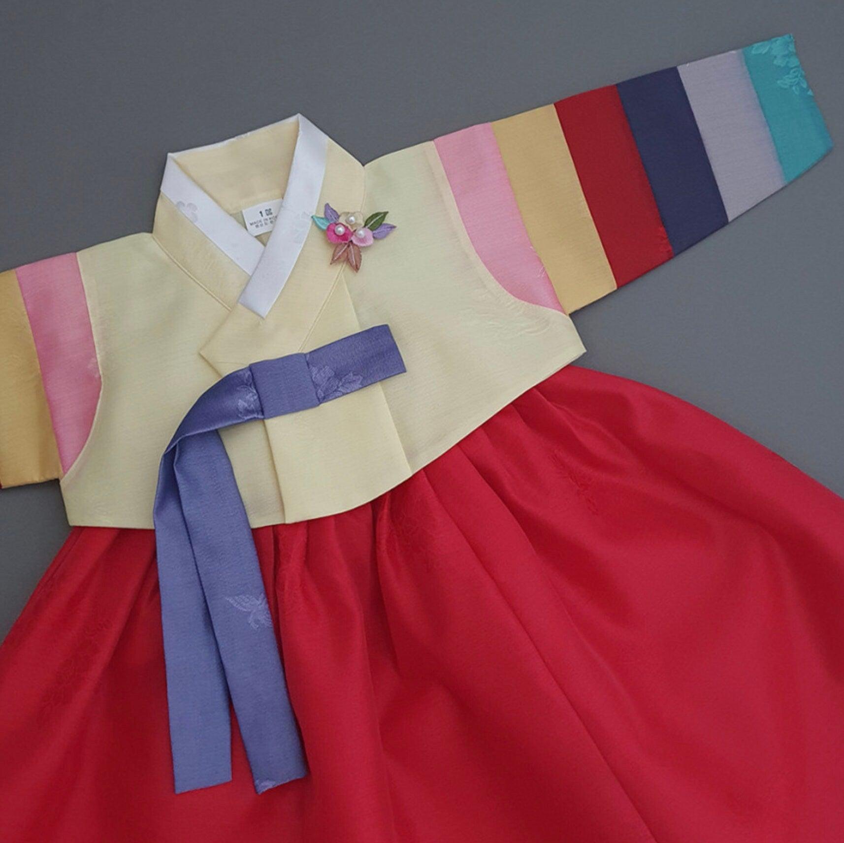 Jeongdam Yellow Jeogori Red Girl Hanbok (100D-10YR) - Native Korean