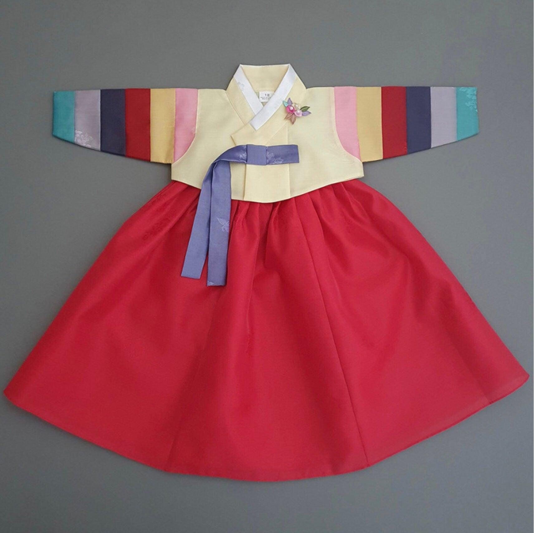 Jeongdam Yellow Jeogori Red Girl Hanbok (100D-10YR) - Native Korean