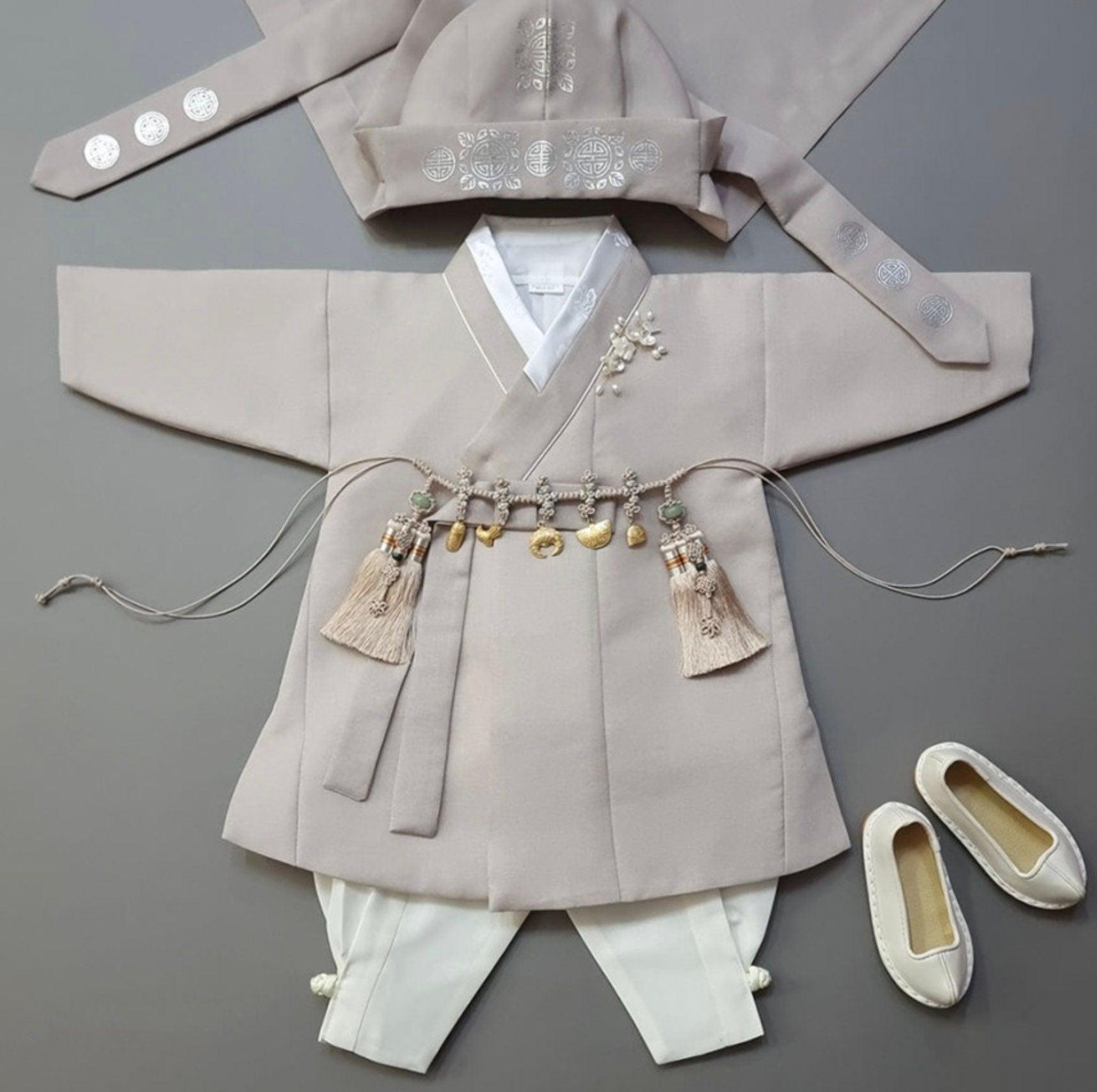 Jeongjin D.Beige Boy Hanbok (100D-10YR) - Native Korean