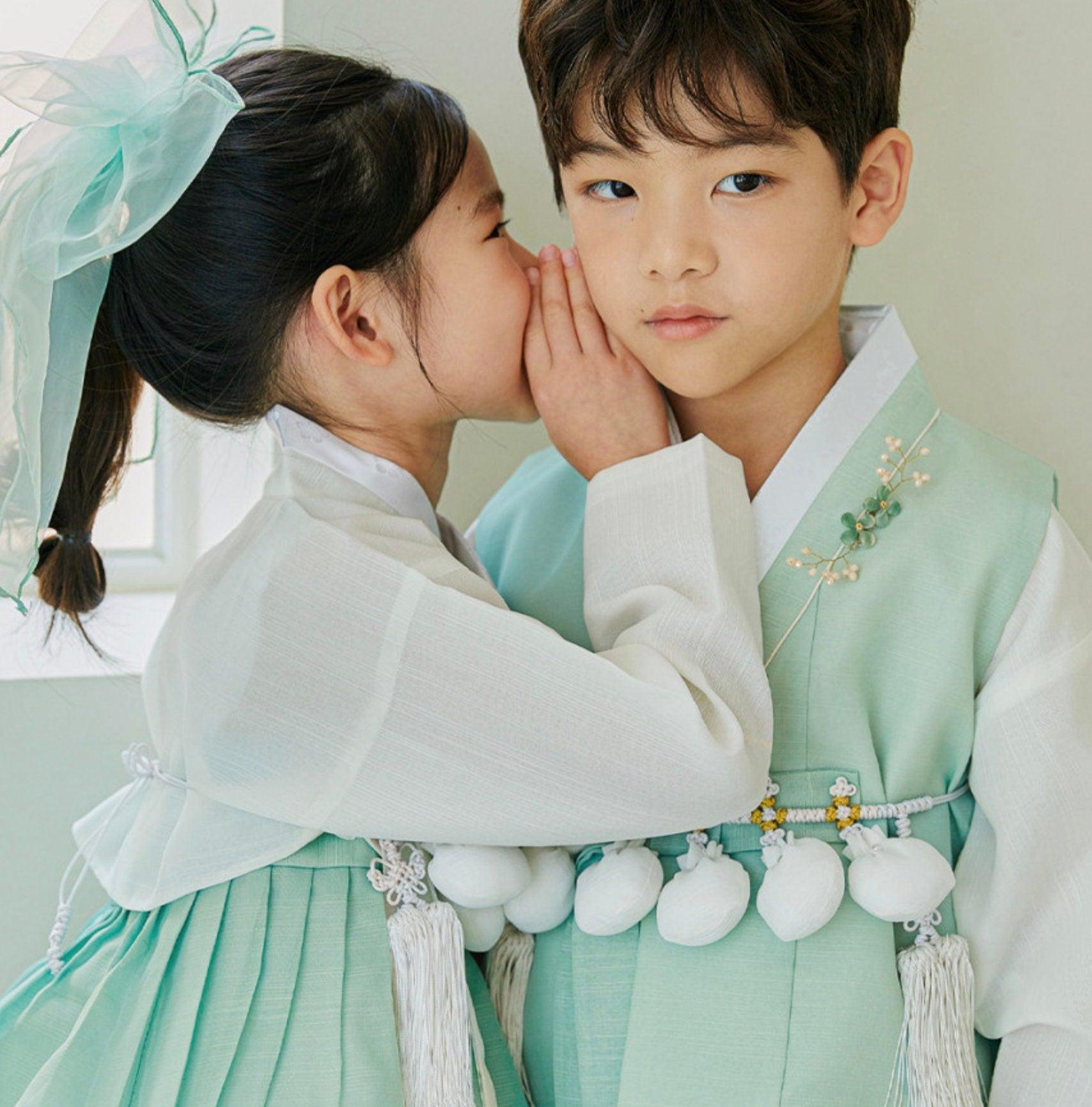 Jeongseong Mint Ivory Boy Hanbok (100D-10YR) - Native Korean