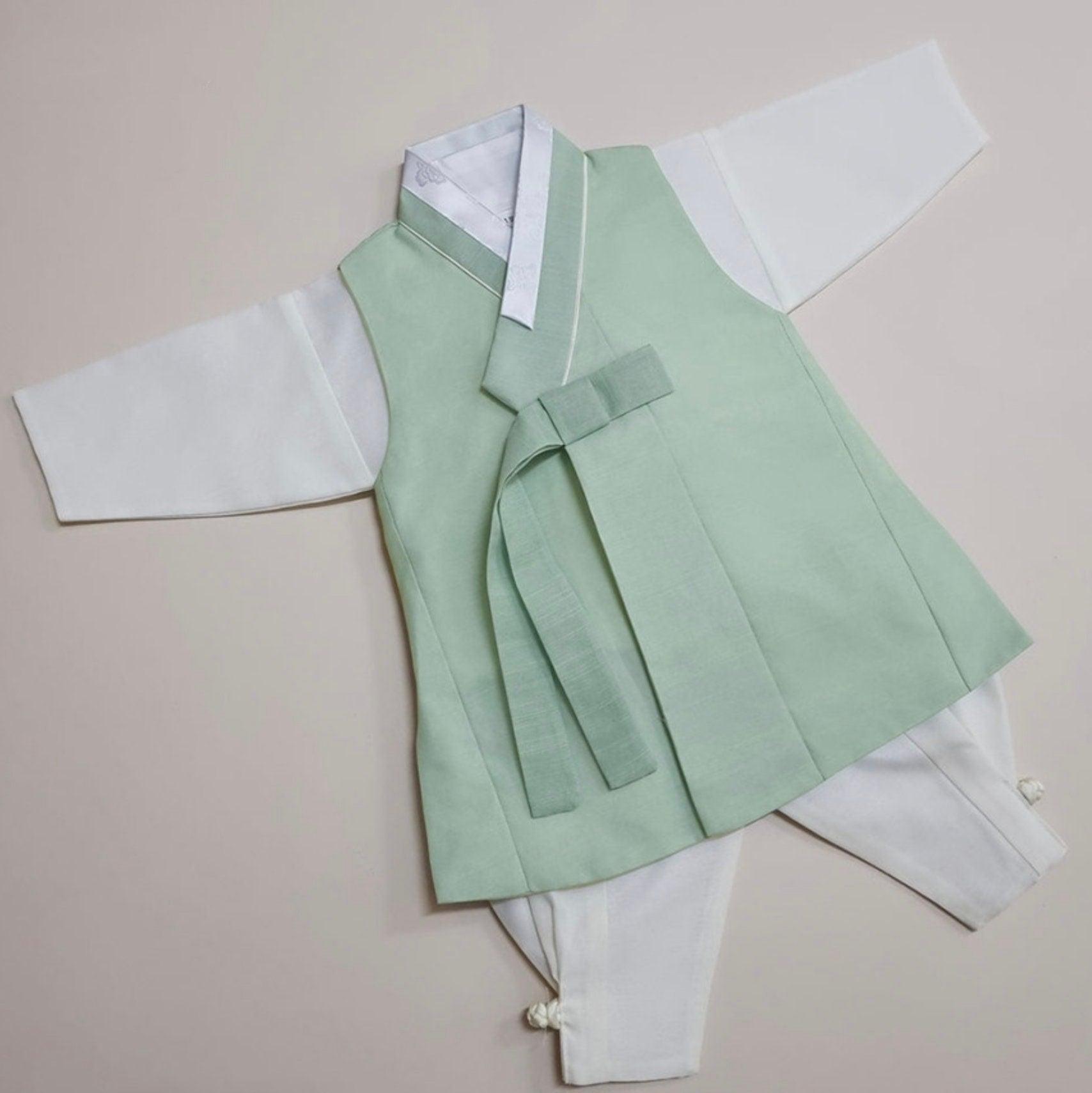 Jeongseong Mint Ivory Boy Hanbok (100D-10YR) - Native Korean