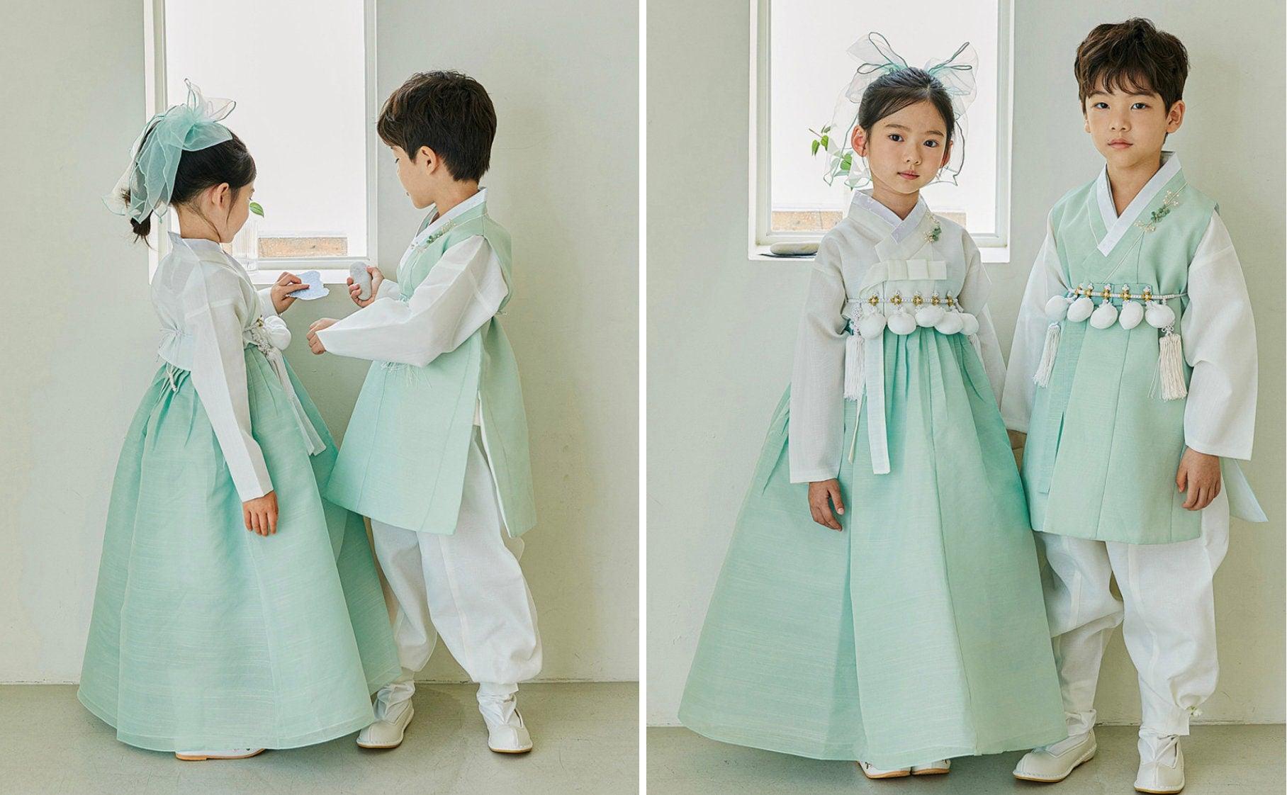 Jeongseong Mint Ivory Boy Hanbok (100D-10YR) - Native Korean