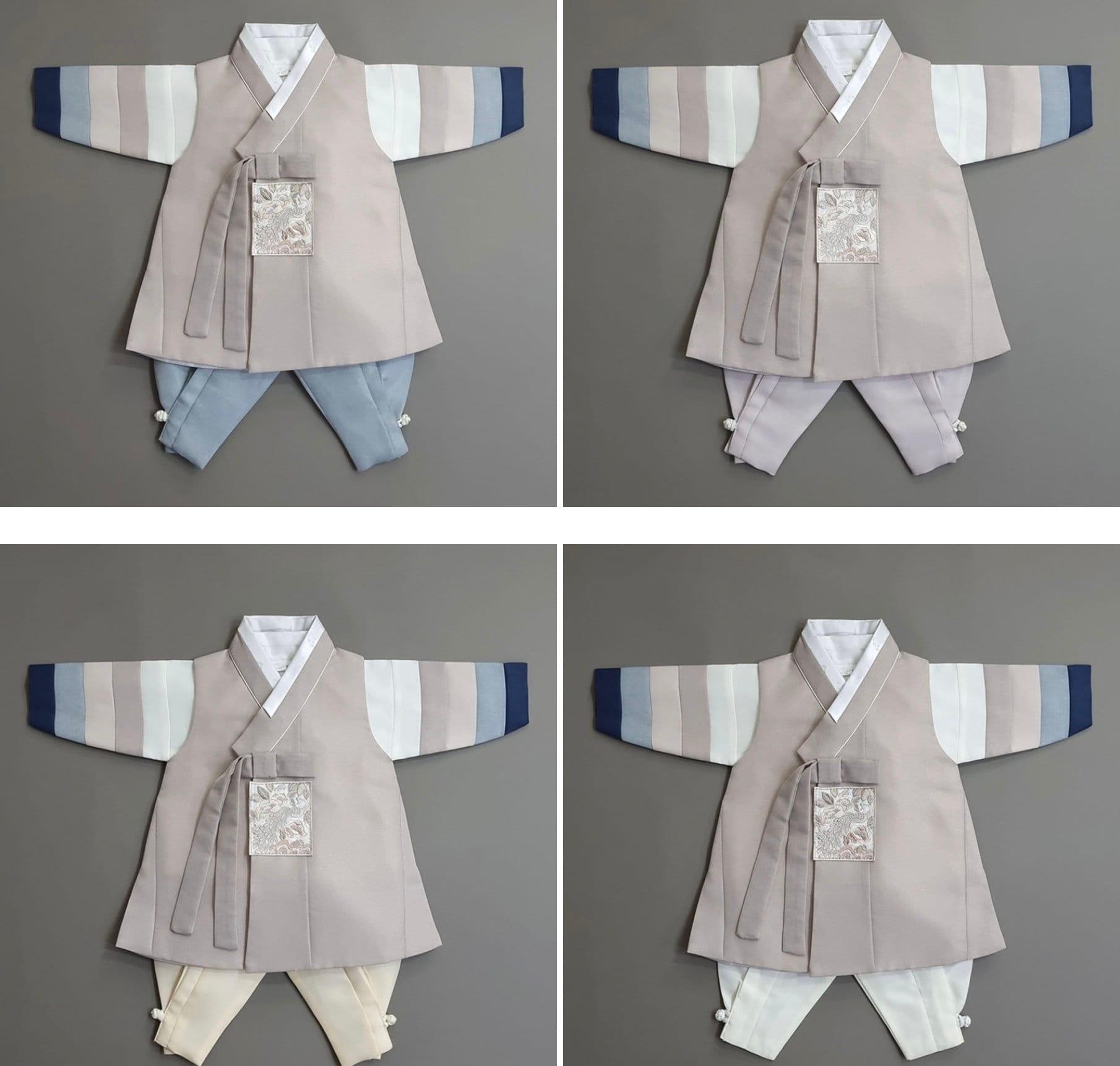 Jeongwoo D.Beige Stripe Boy Hanbok (100D-15YR) - Native Korean